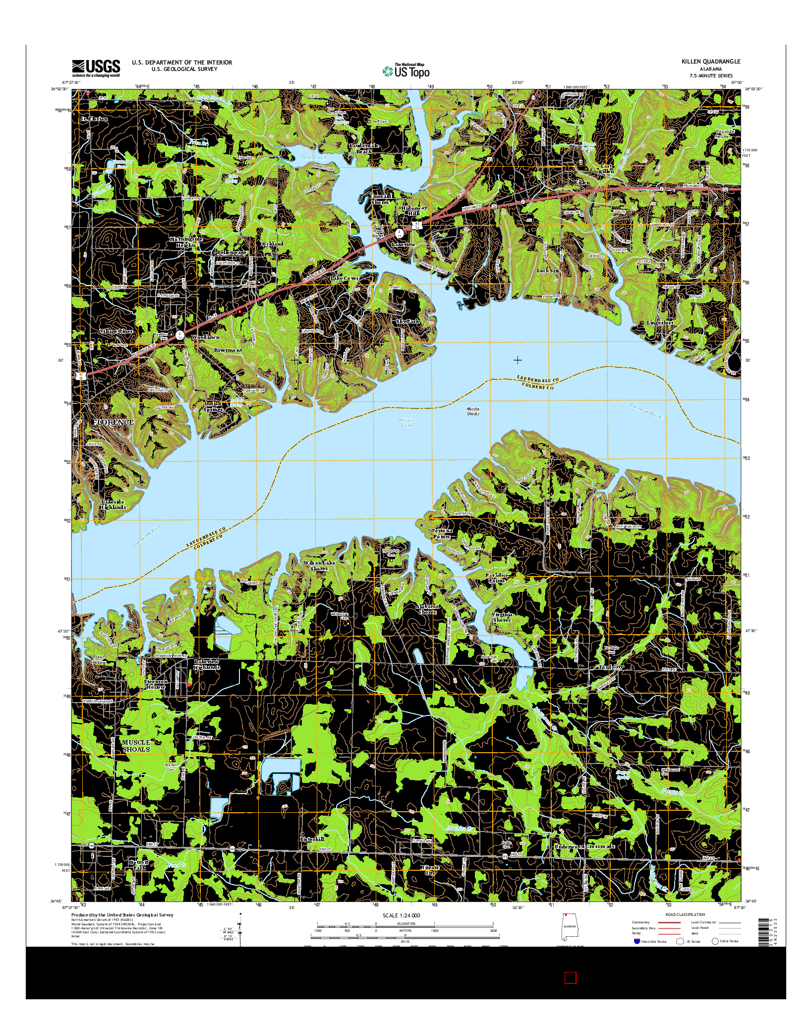 USGS US TOPO 7.5-MINUTE MAP FOR KILLEN, AL 2014