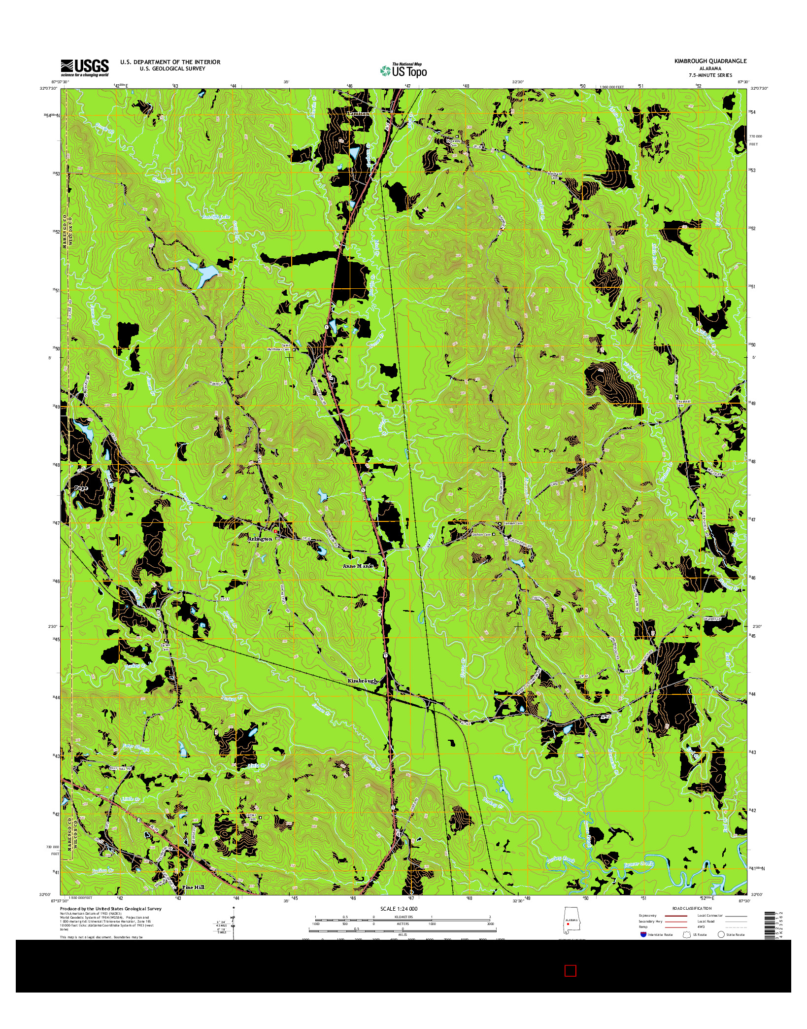 USGS US TOPO 7.5-MINUTE MAP FOR KIMBROUGH, AL 2014