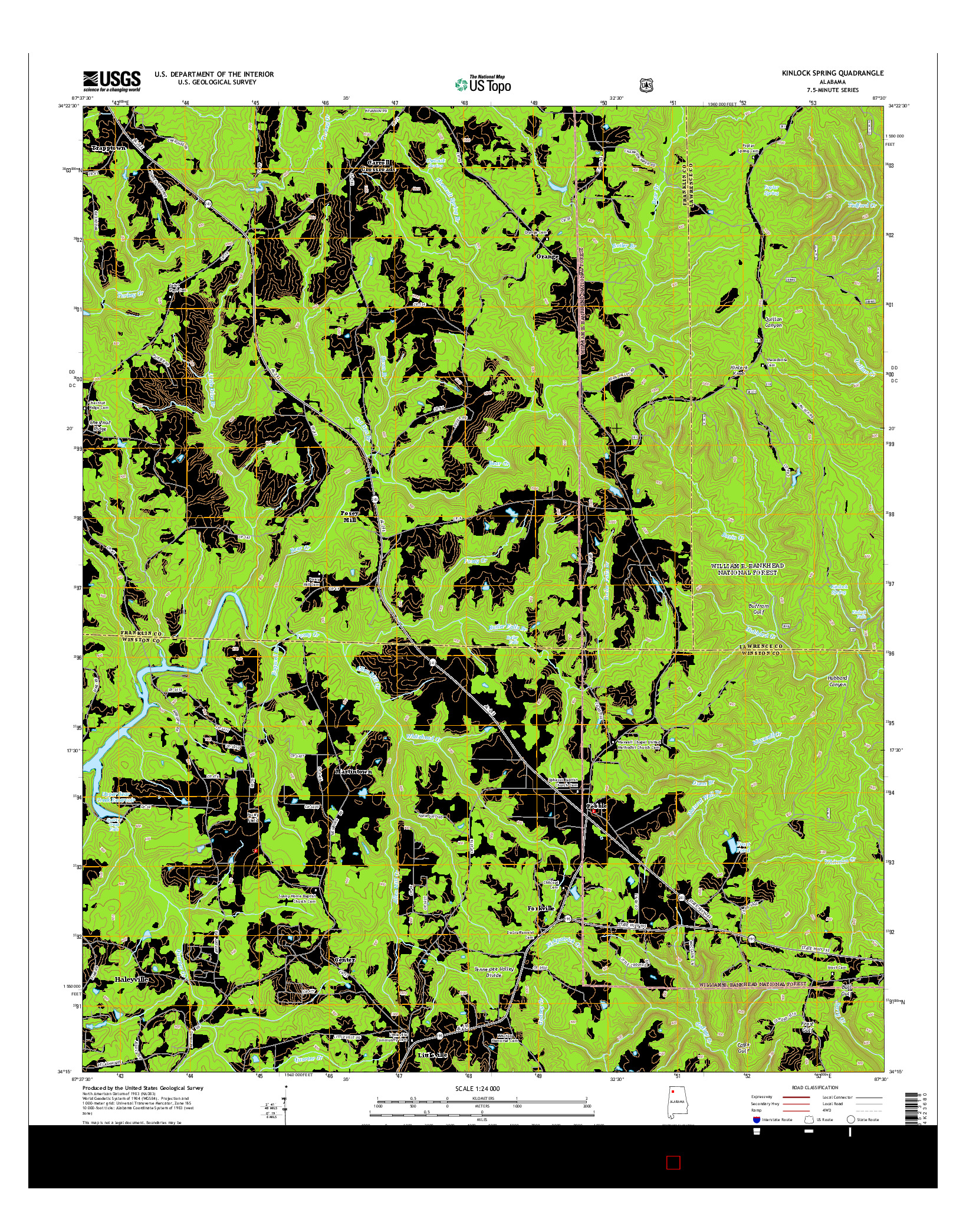 USGS US TOPO 7.5-MINUTE MAP FOR KINLOCK SPRING, AL 2014