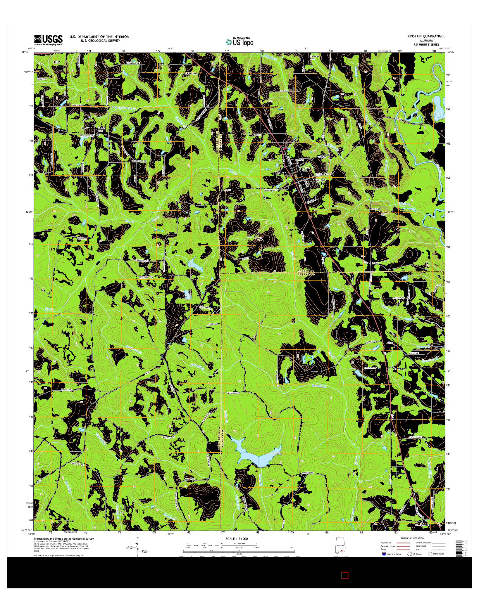 USGS US TOPO 7.5-MINUTE MAP FOR KINSTON, AL 2014