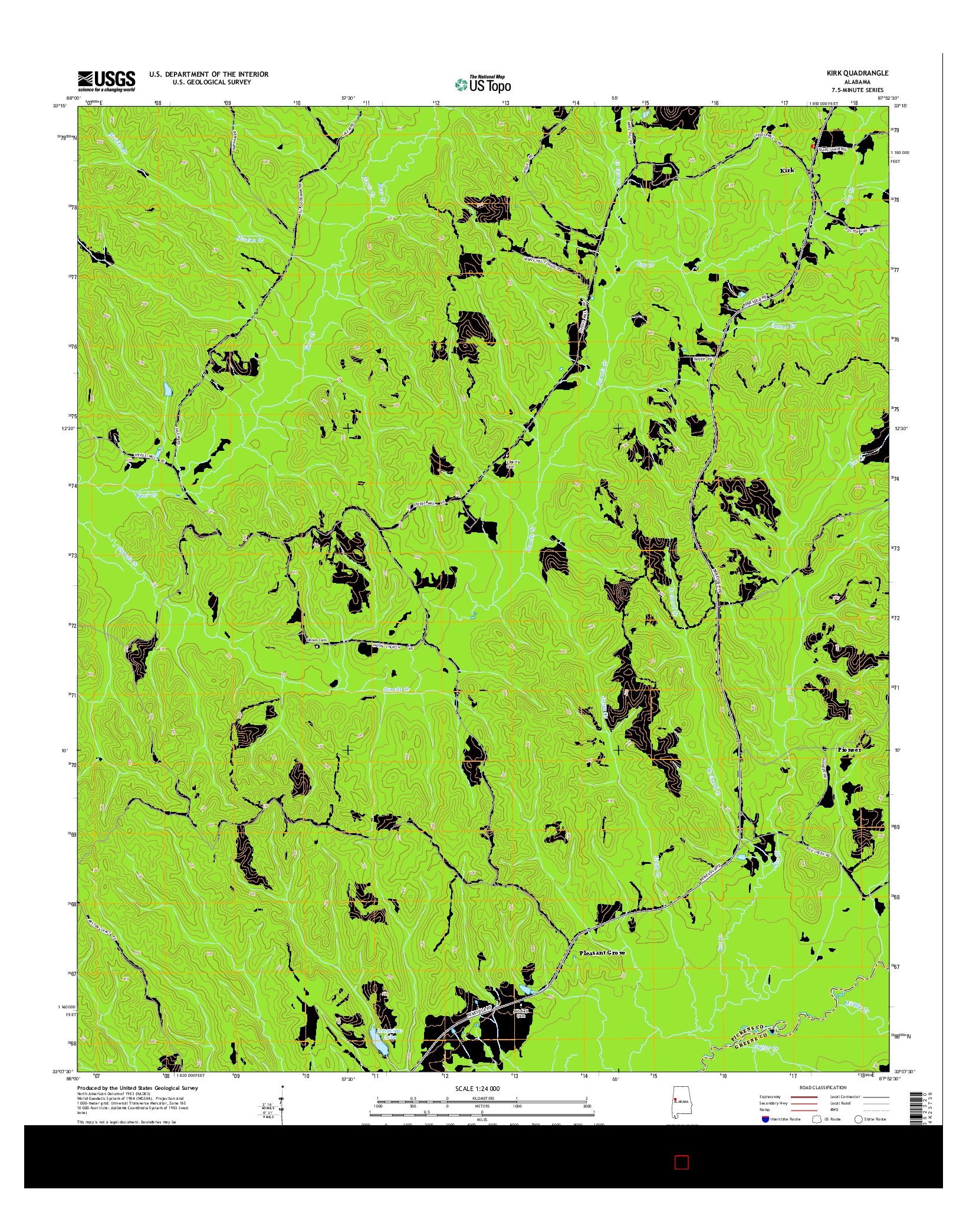 USGS US TOPO 7.5-MINUTE MAP FOR KIRK, AL 2014