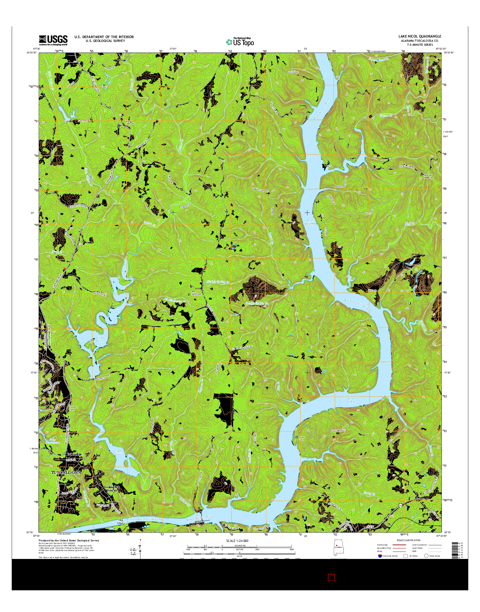 USGS US TOPO 7.5-MINUTE MAP FOR LAKE NICOL, AL 2014