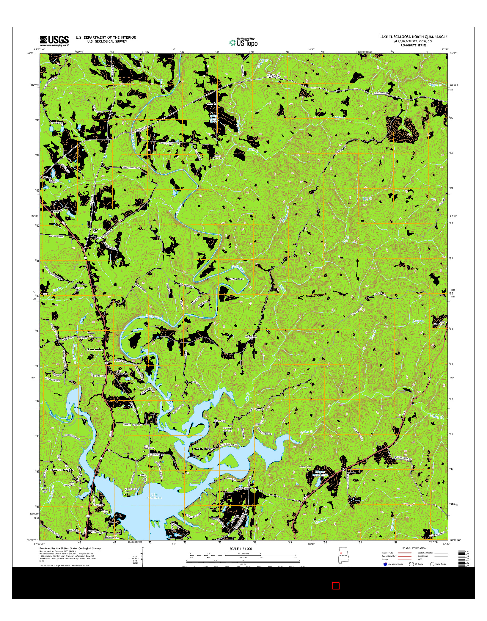 USGS US TOPO 7.5-MINUTE MAP FOR LAKE TUSCALOOSA NORTH, AL 2014