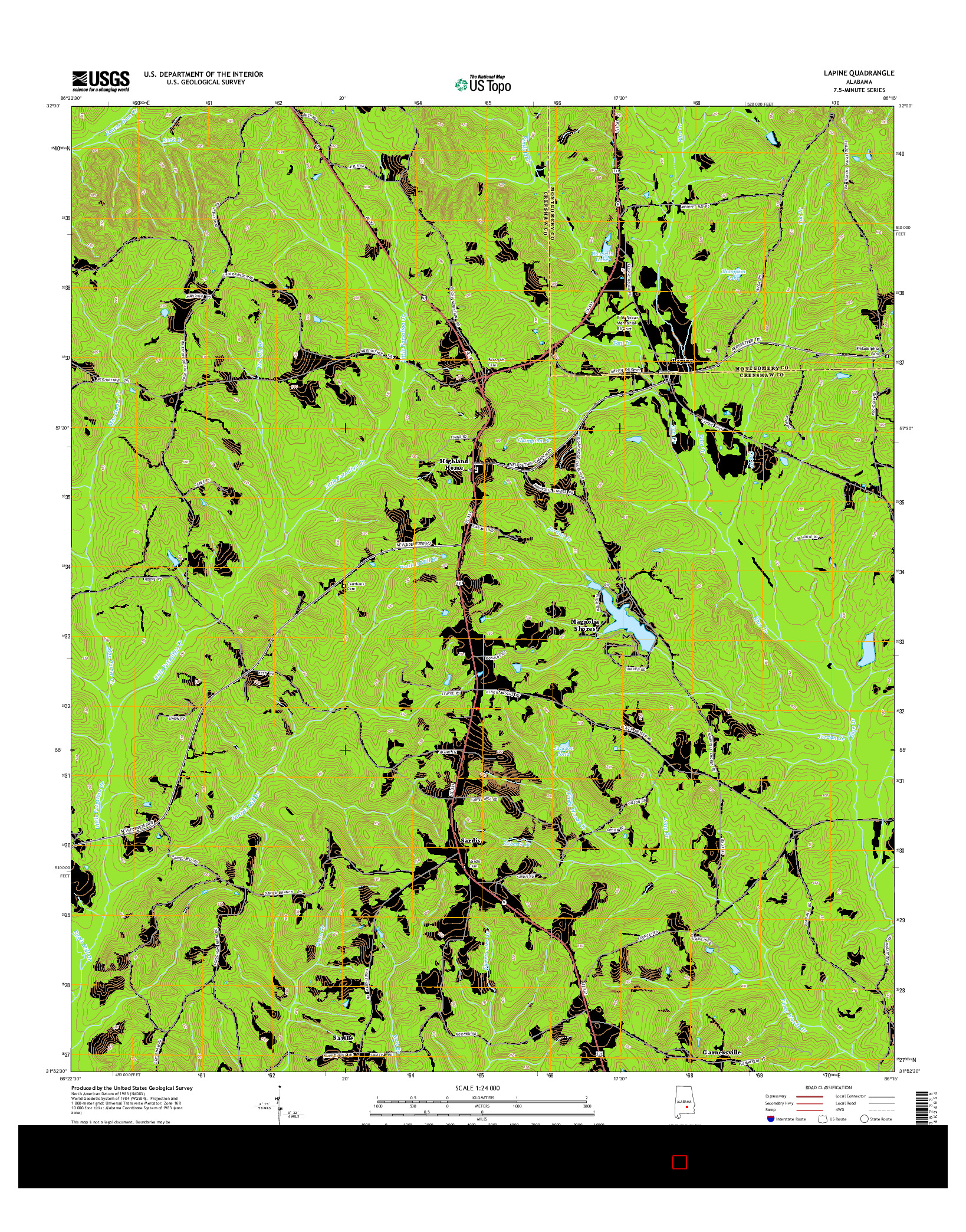 USGS US TOPO 7.5-MINUTE MAP FOR LAPINE, AL 2014