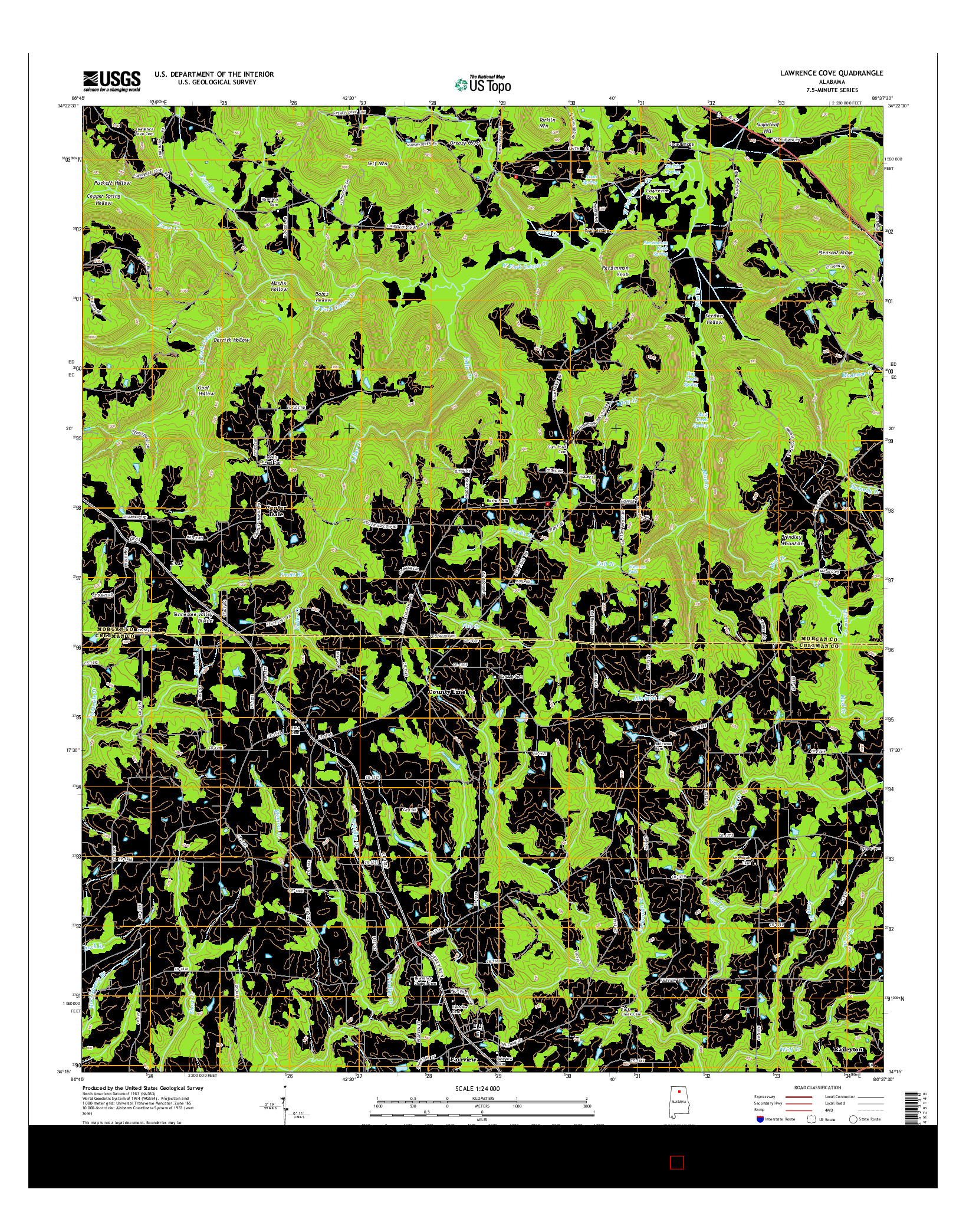 USGS US TOPO 7.5-MINUTE MAP FOR LAWRENCE COVE, AL 2014