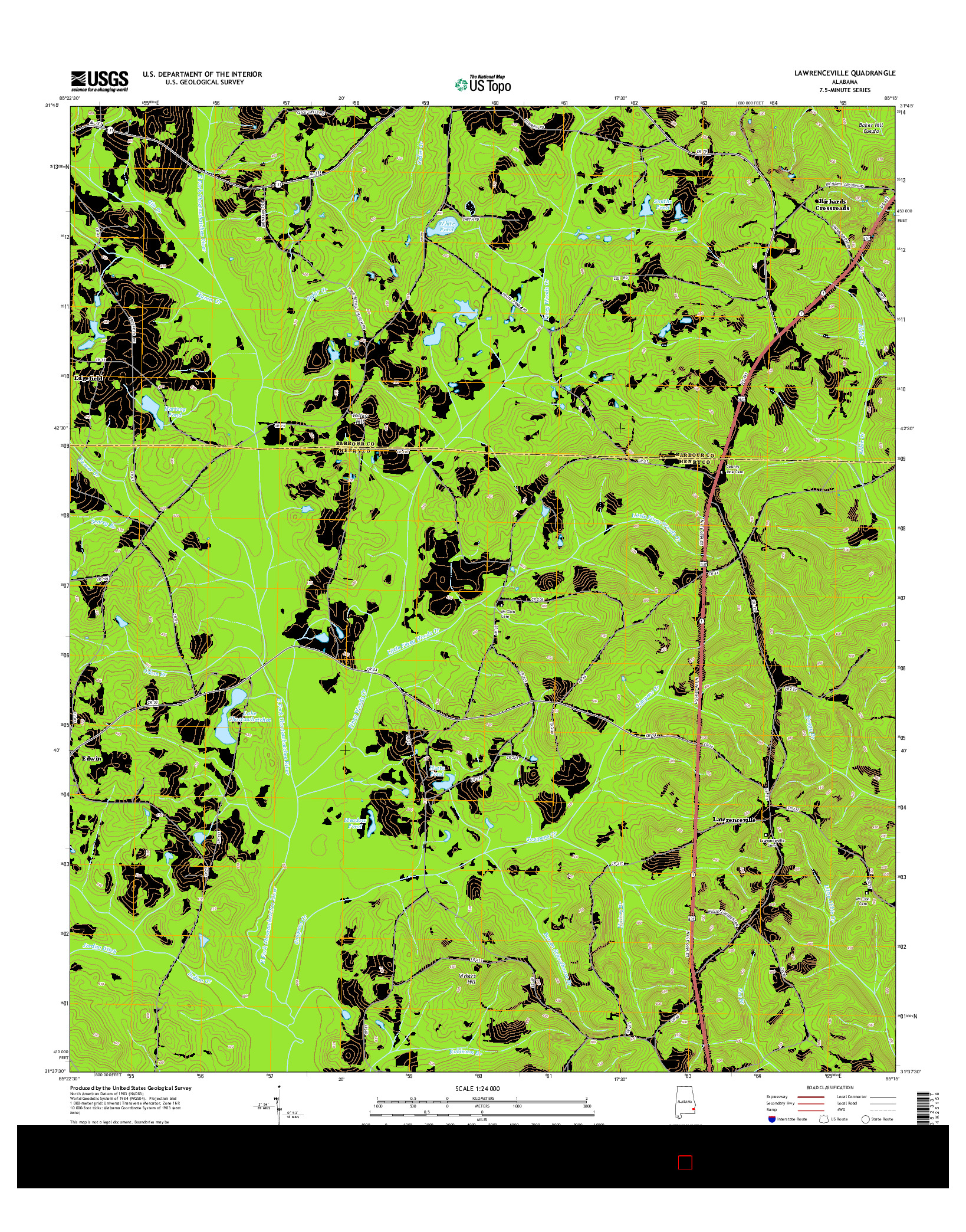 USGS US TOPO 7.5-MINUTE MAP FOR LAWRENCEVILLE, AL 2014