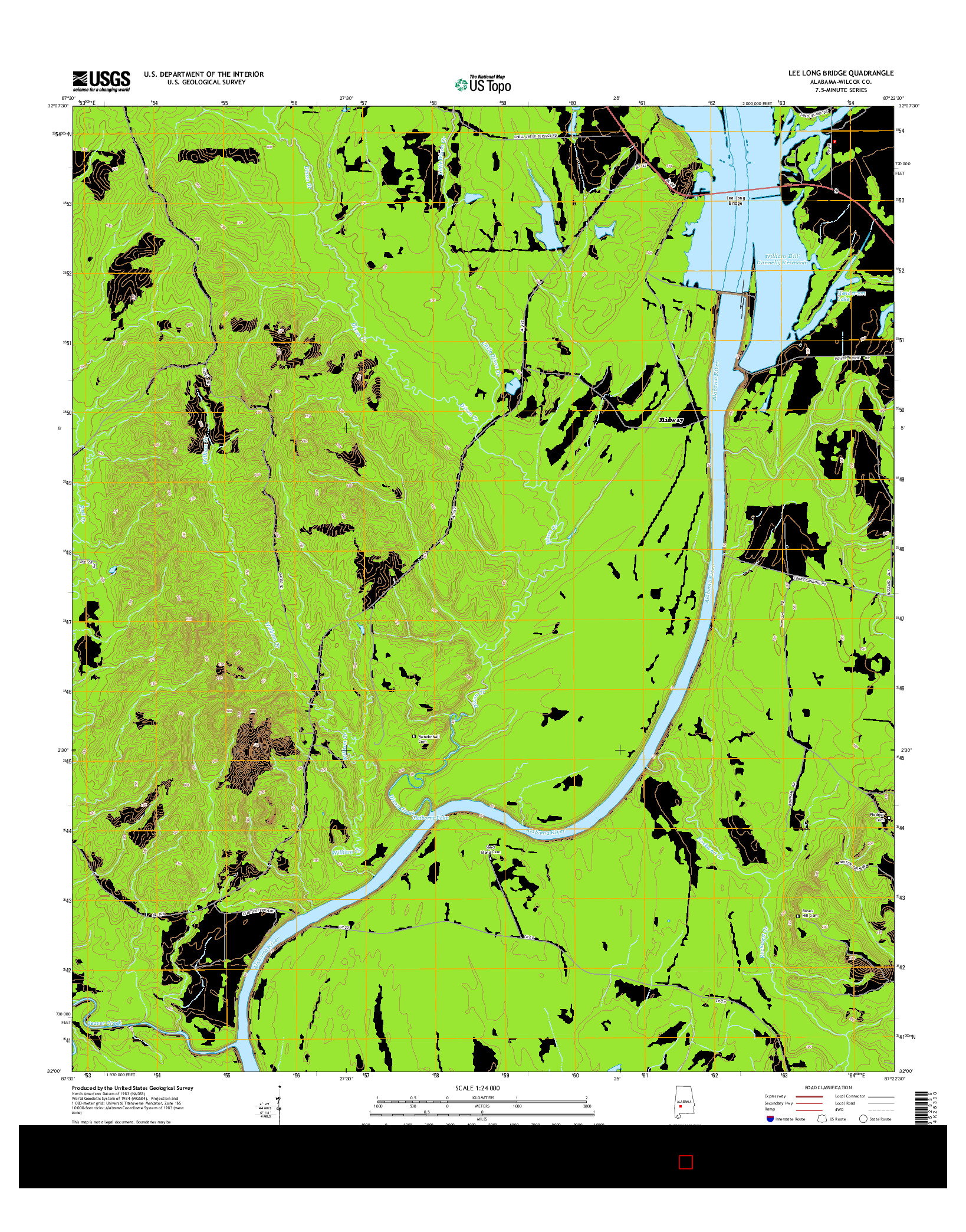 USGS US TOPO 7.5-MINUTE MAP FOR LEE LONG BRIDGE, AL 2014