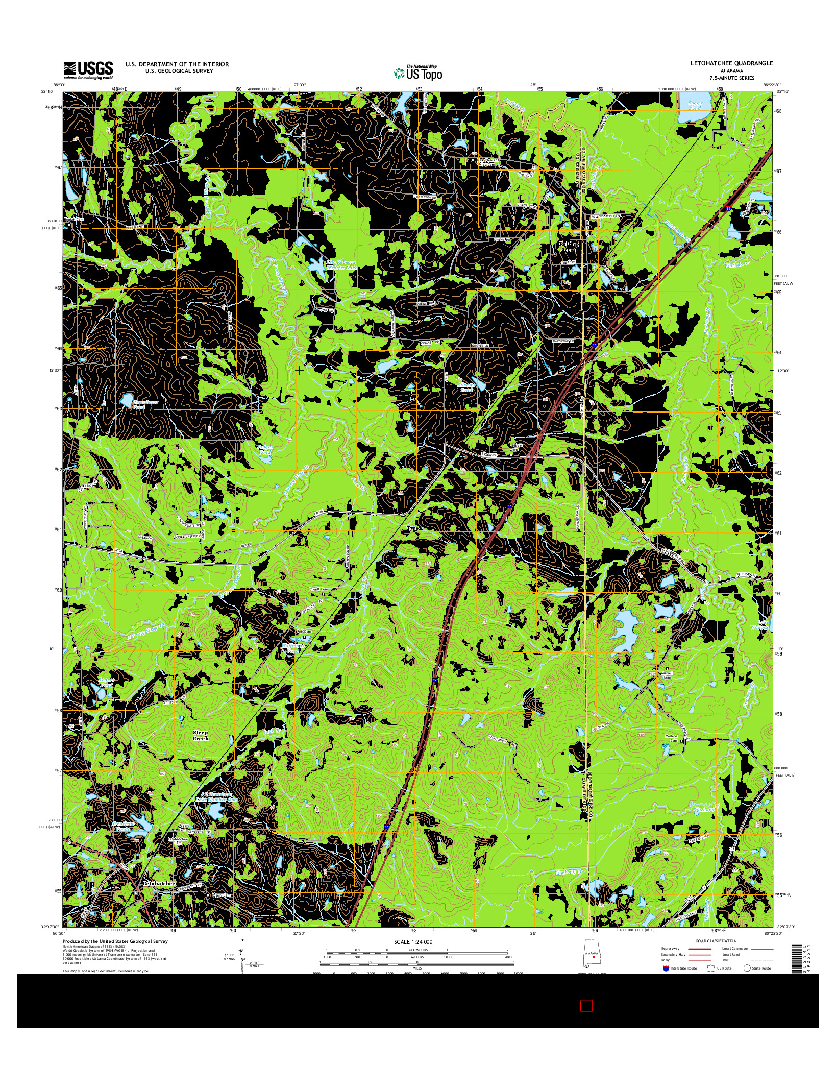 USGS US TOPO 7.5-MINUTE MAP FOR LETOHATCHEE, AL 2014