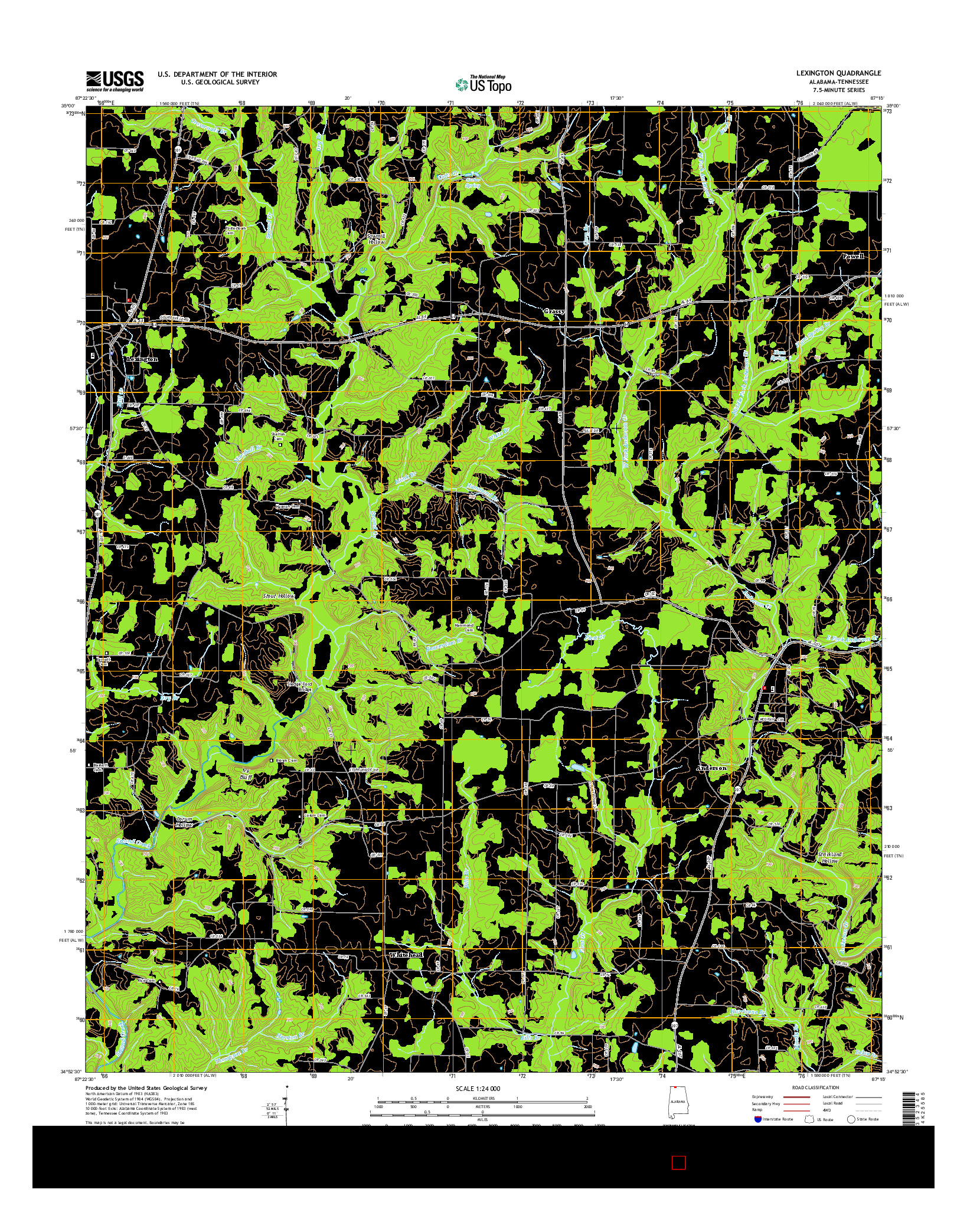 USGS US TOPO 7.5-MINUTE MAP FOR LEXINGTON, AL-TN 2014