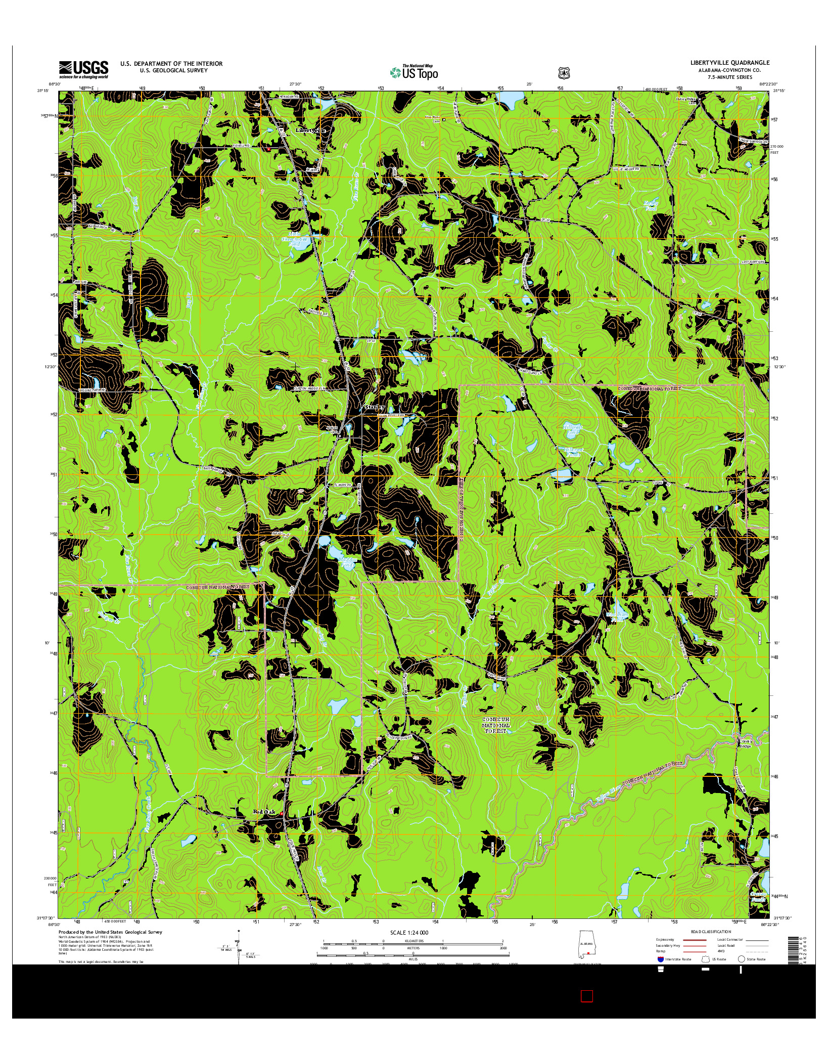 USGS US TOPO 7.5-MINUTE MAP FOR LIBERTYVILLE, AL 2014