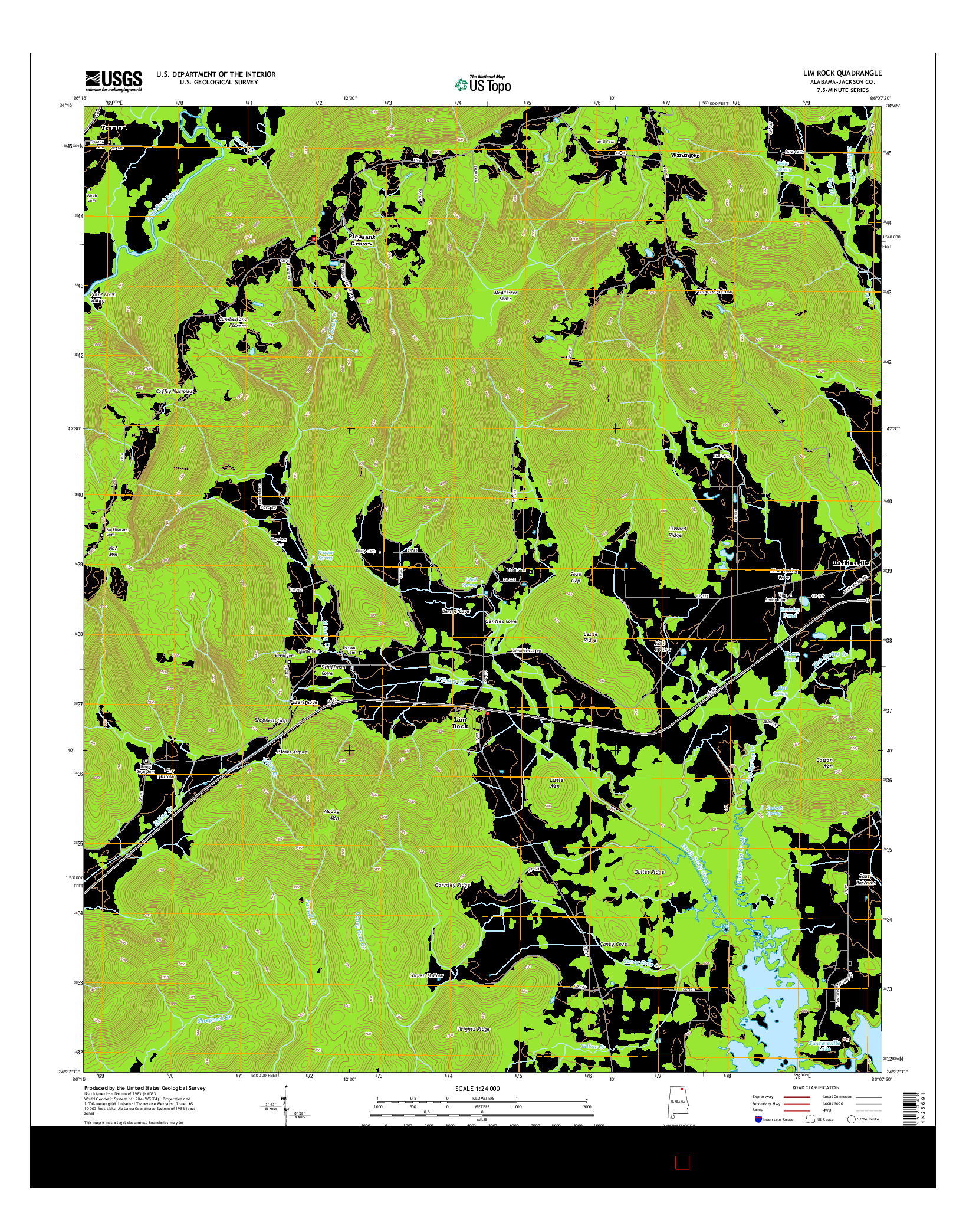 USGS US TOPO 7.5-MINUTE MAP FOR LIM ROCK, AL 2014