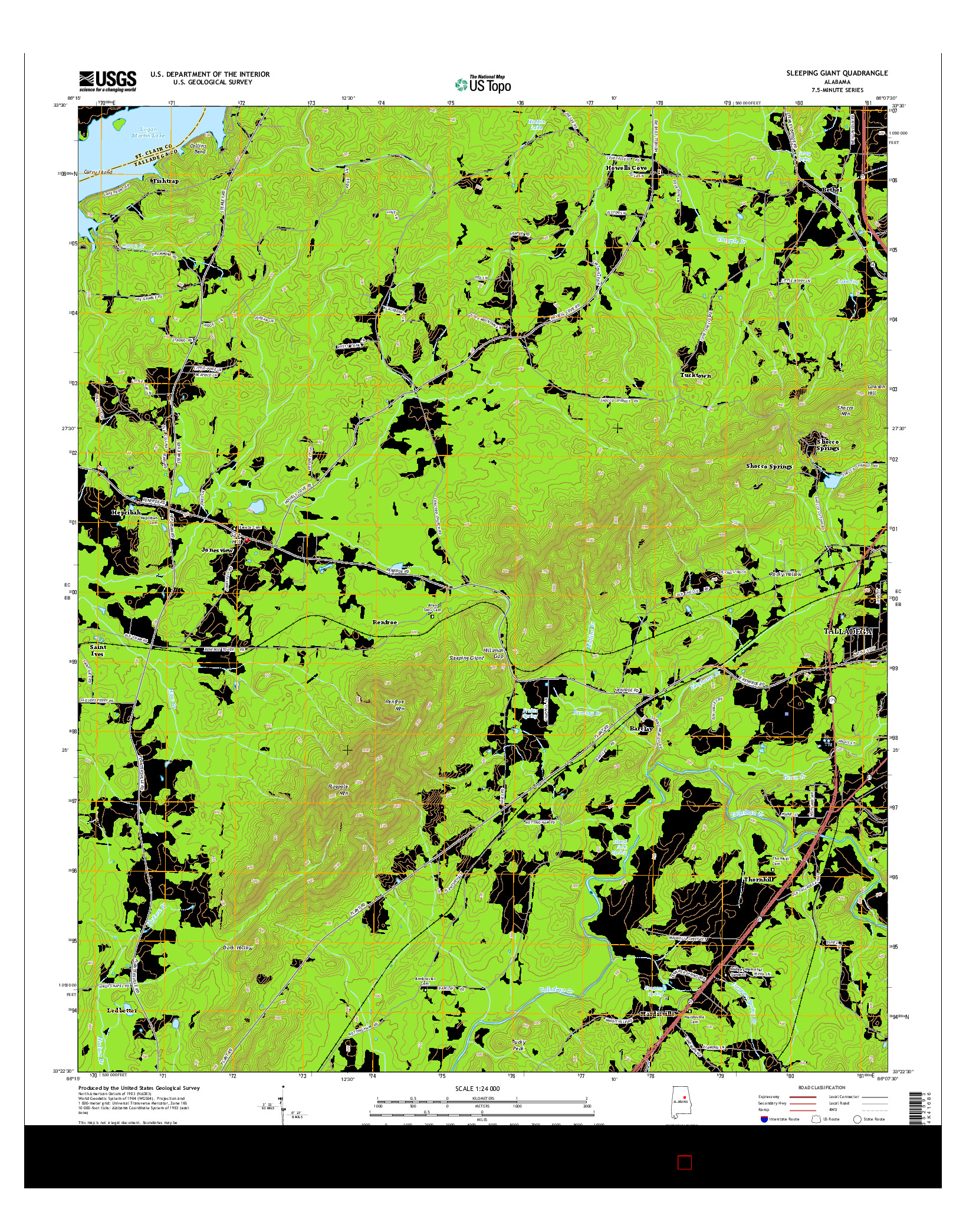 USGS US TOPO 7.5-MINUTE MAP FOR SLEEPING GIANT, AL 2014