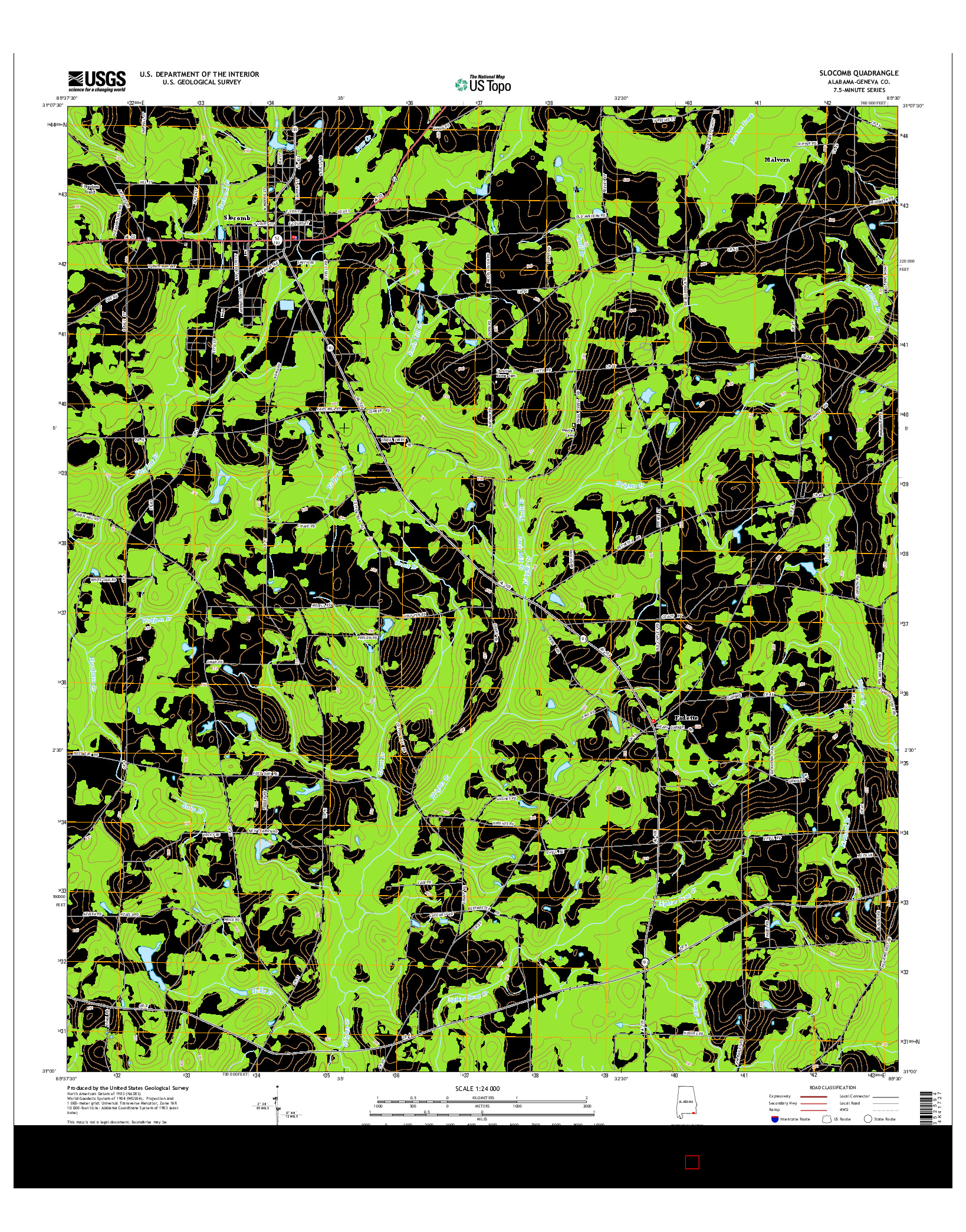 USGS US TOPO 7.5-MINUTE MAP FOR SLOCOMB, AL 2014