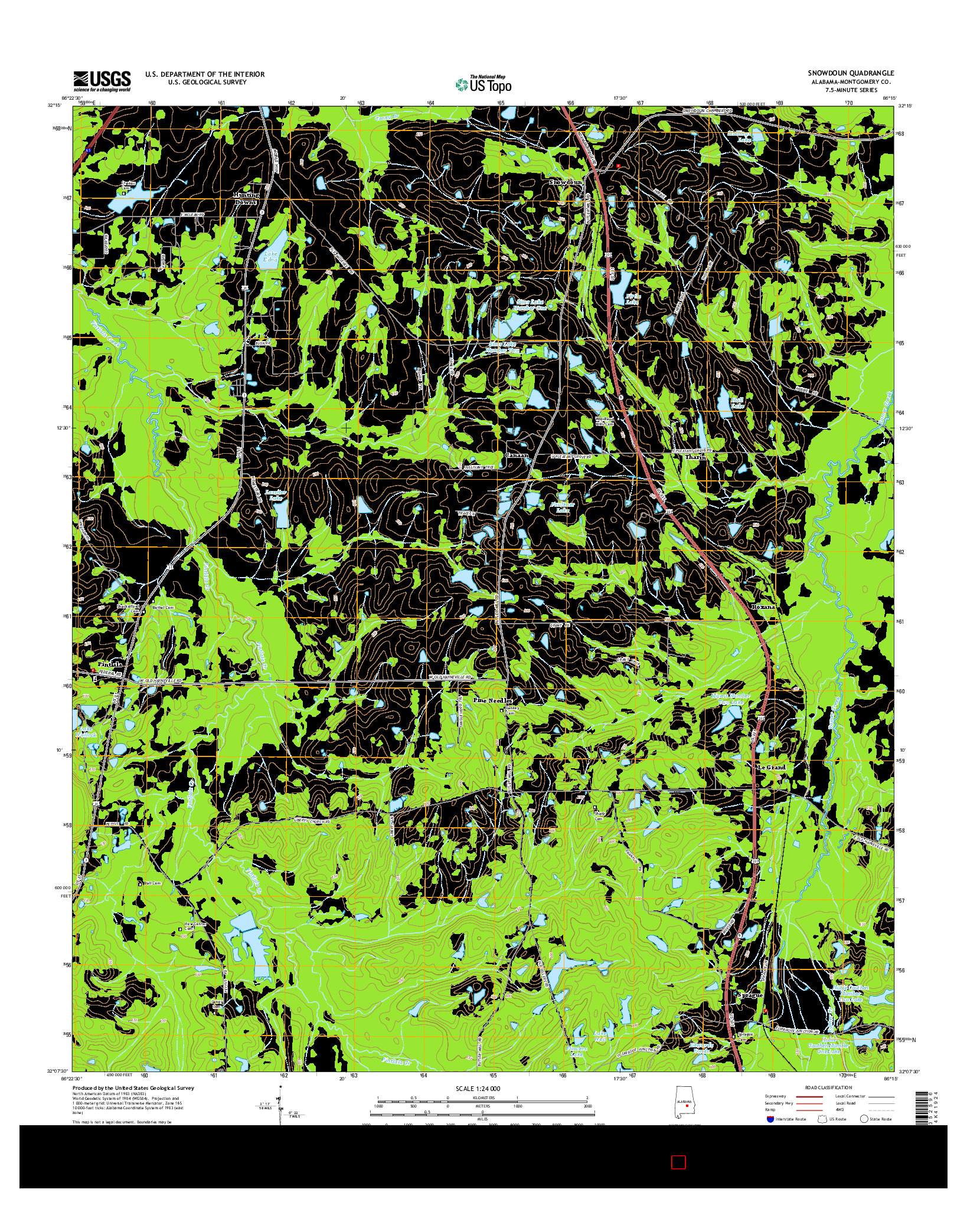 USGS US TOPO 7.5-MINUTE MAP FOR SNOWDOUN, AL 2014