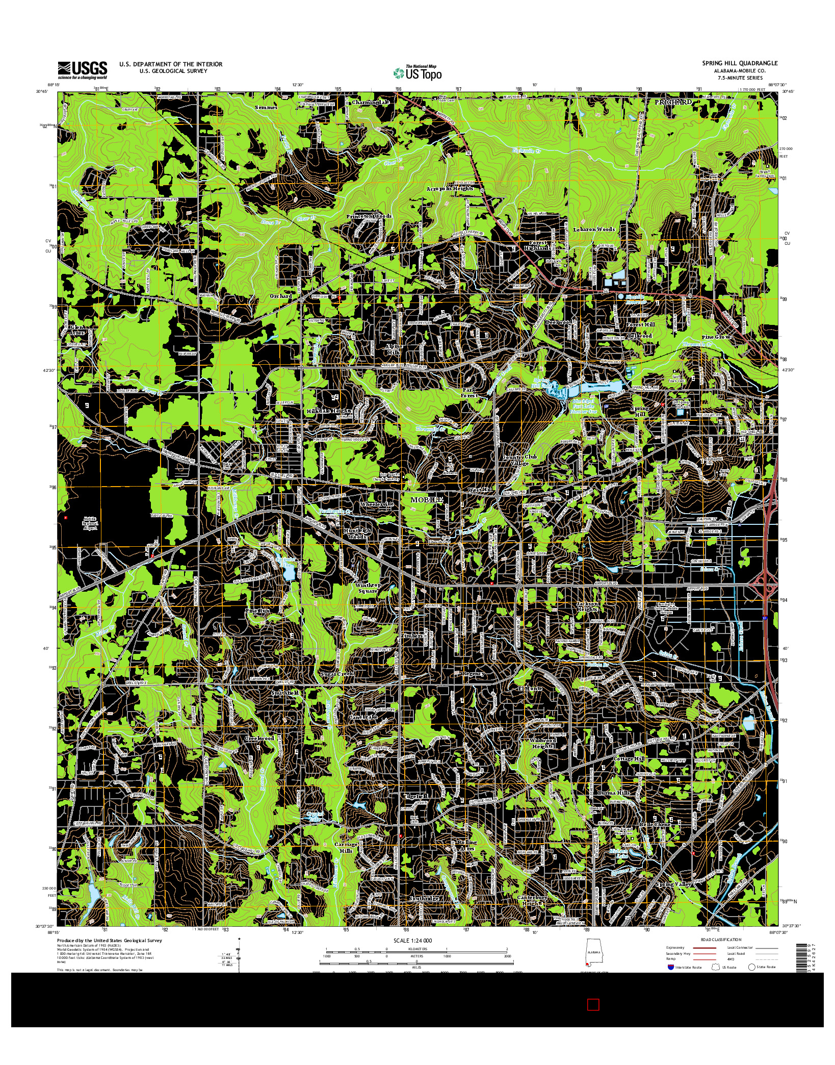 USGS US TOPO 7.5-MINUTE MAP FOR SPRING HILL, AL 2014