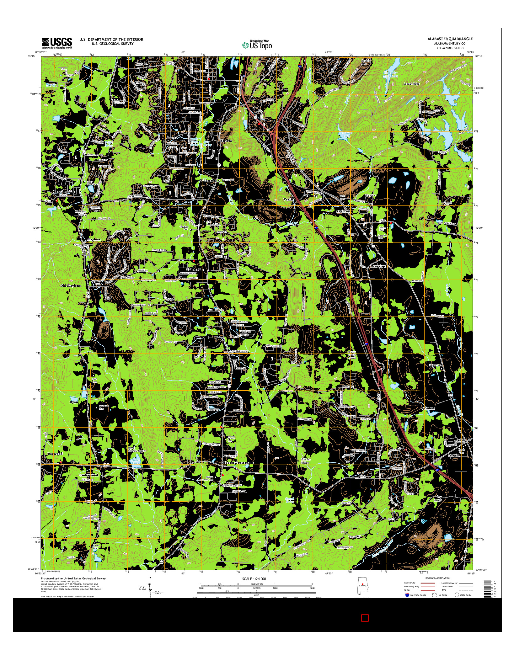 USGS US TOPO 7.5-MINUTE MAP FOR ALABASTER, AL 2014