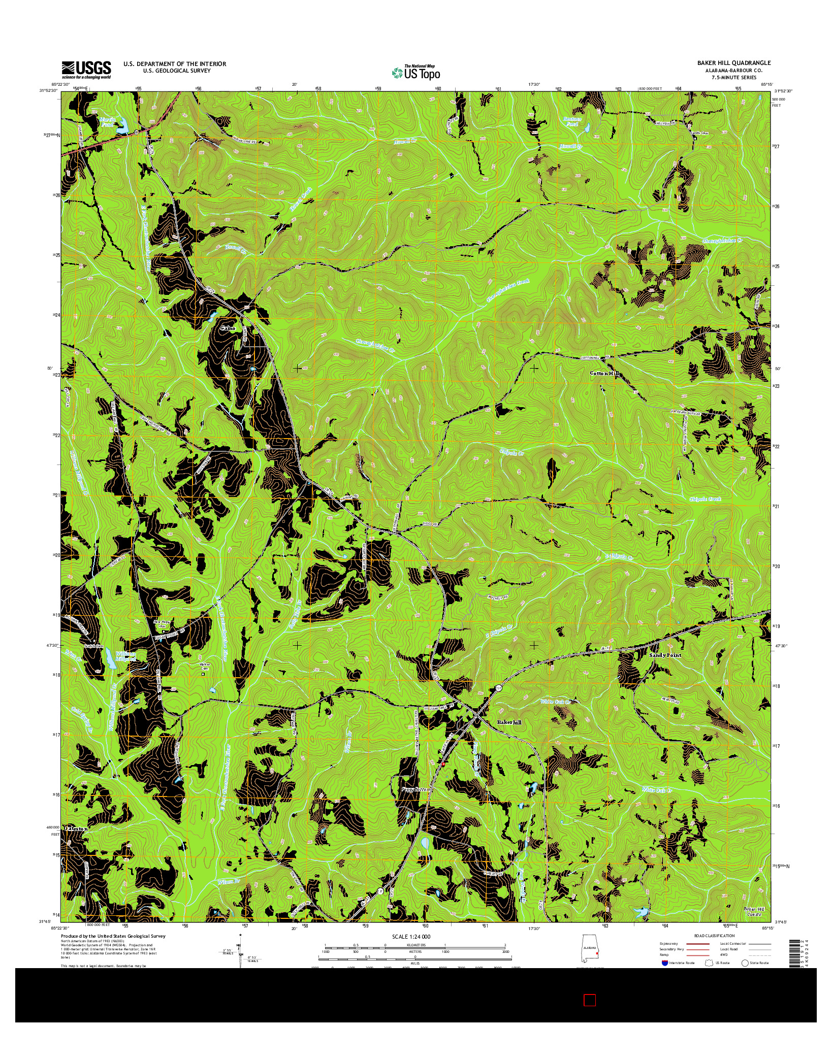USGS US TOPO 7.5-MINUTE MAP FOR BAKER HILL, AL 2014