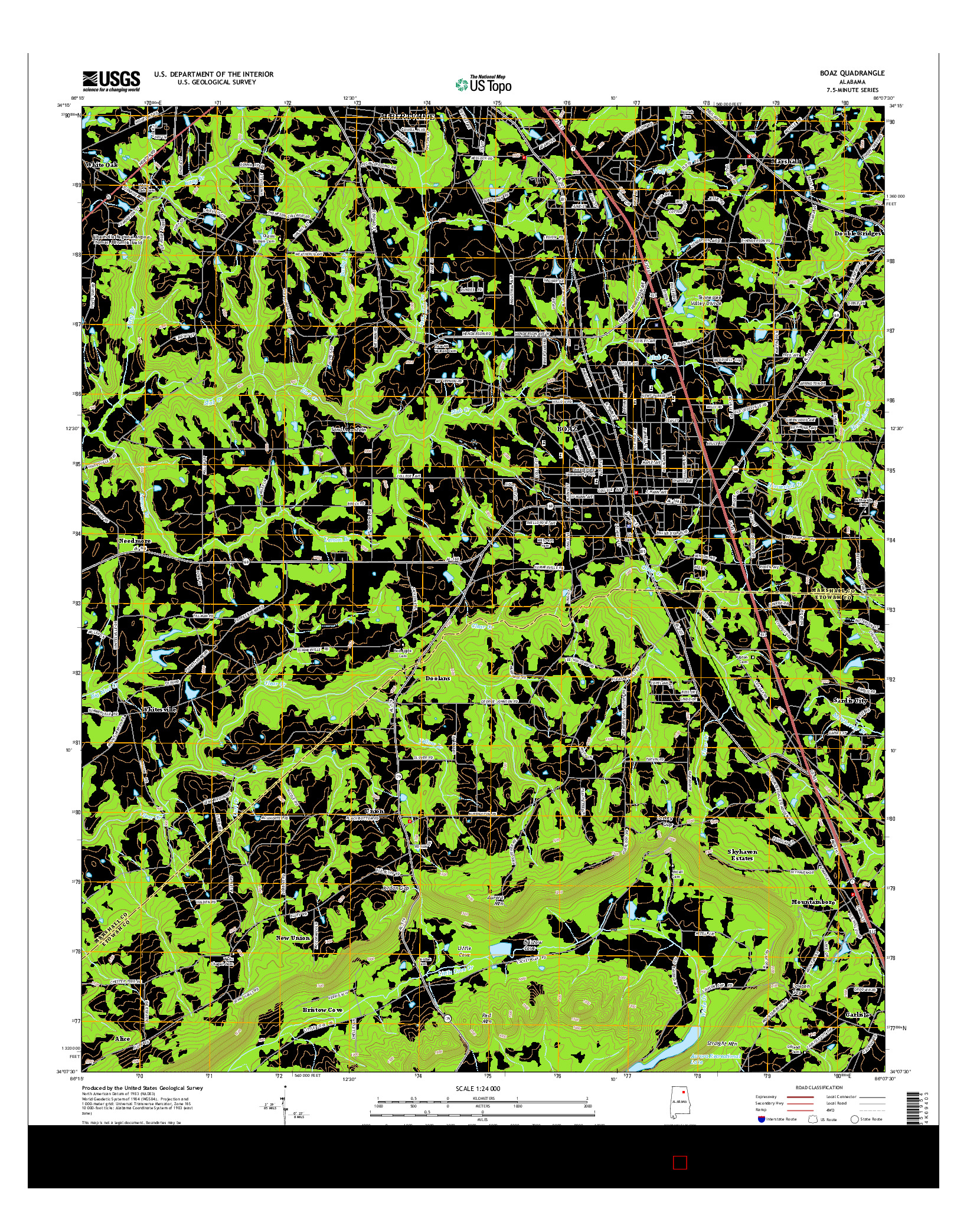USGS US TOPO 7.5-MINUTE MAP FOR BOAZ, AL 2014
