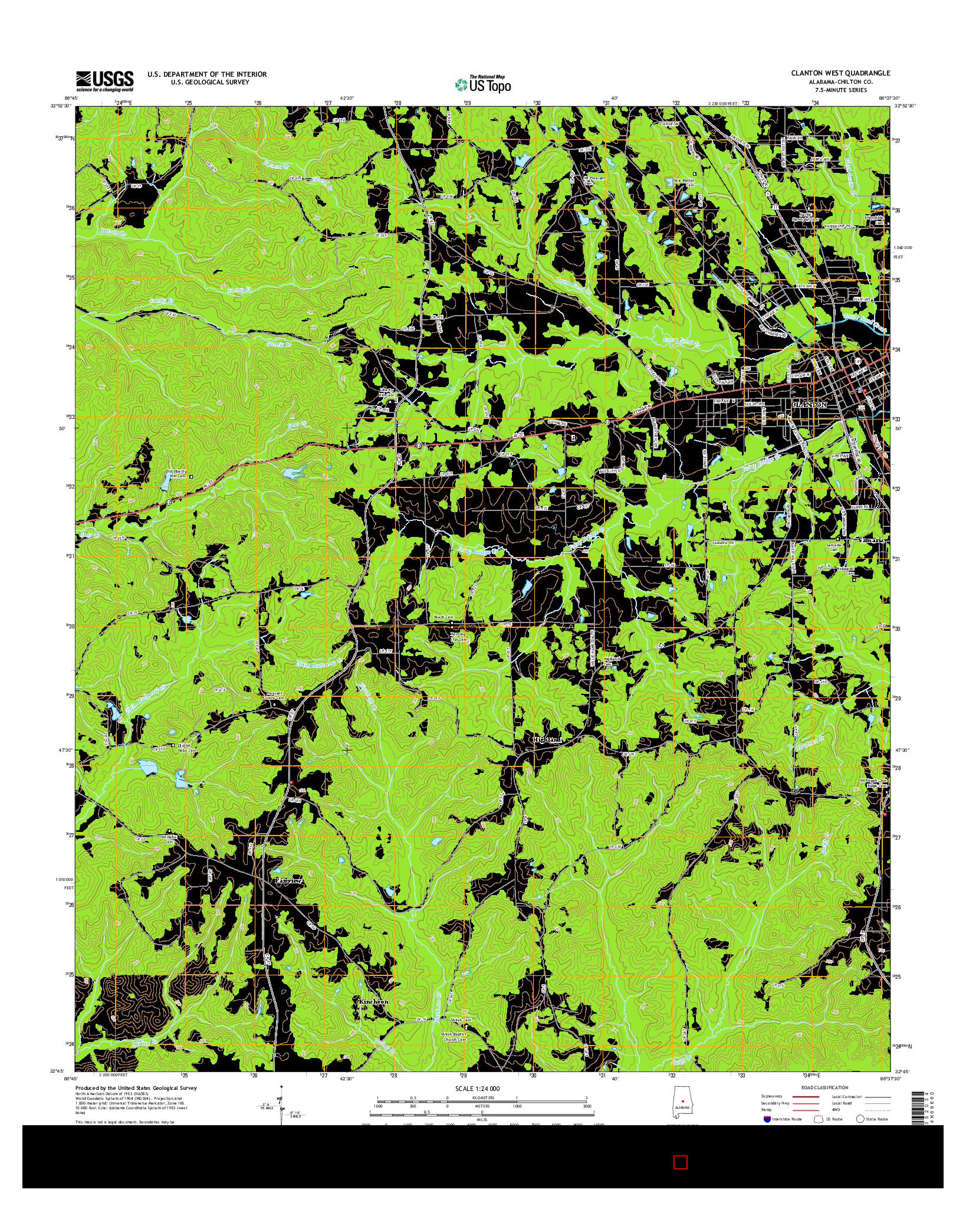 USGS US TOPO 7.5-MINUTE MAP FOR CLANTON WEST, AL 2014