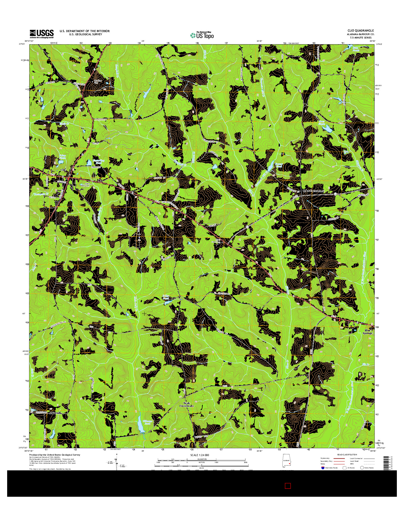 USGS US TOPO 7.5-MINUTE MAP FOR CLIO, AL 2014