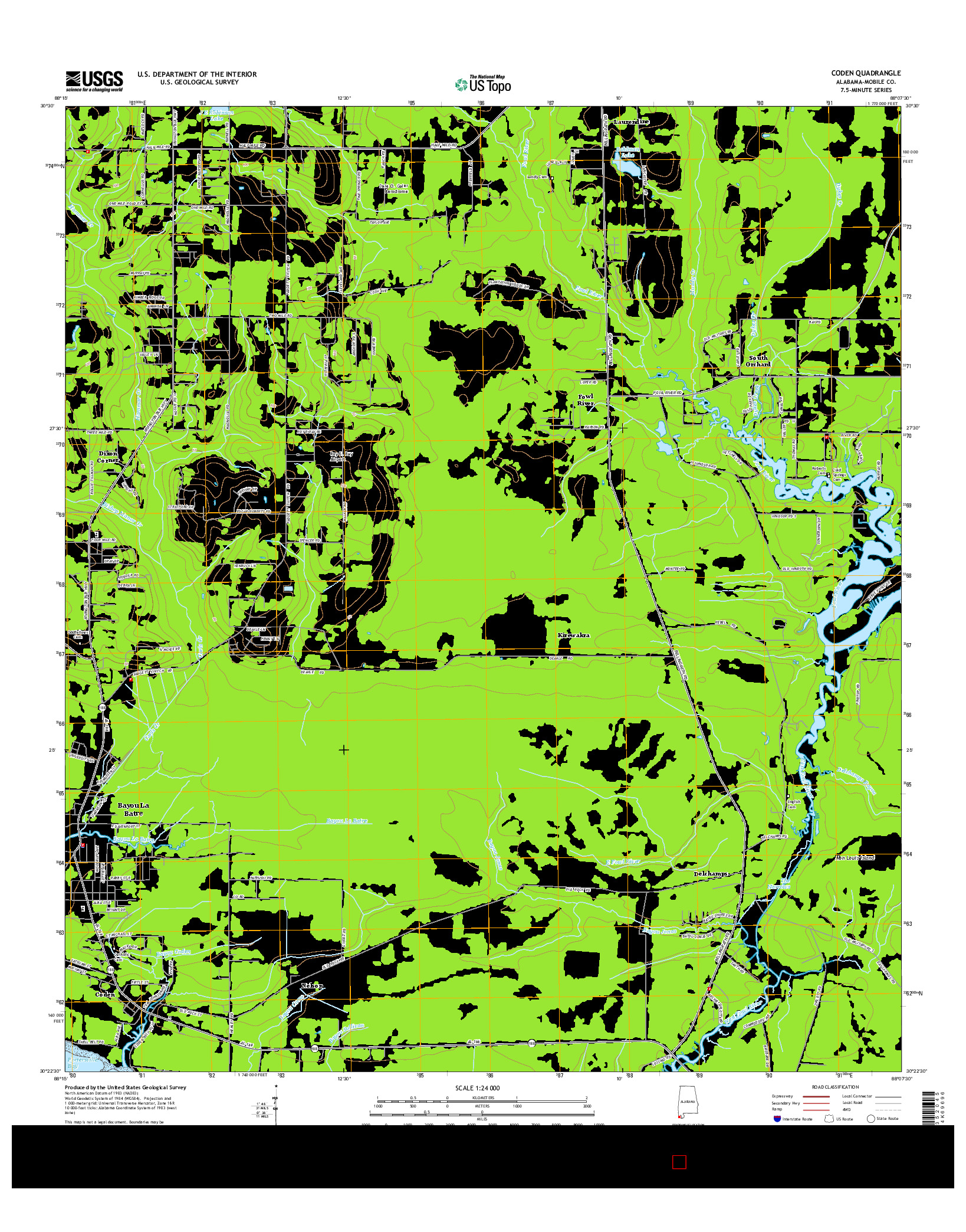 USGS US TOPO 7.5-MINUTE MAP FOR CODEN, AL 2014