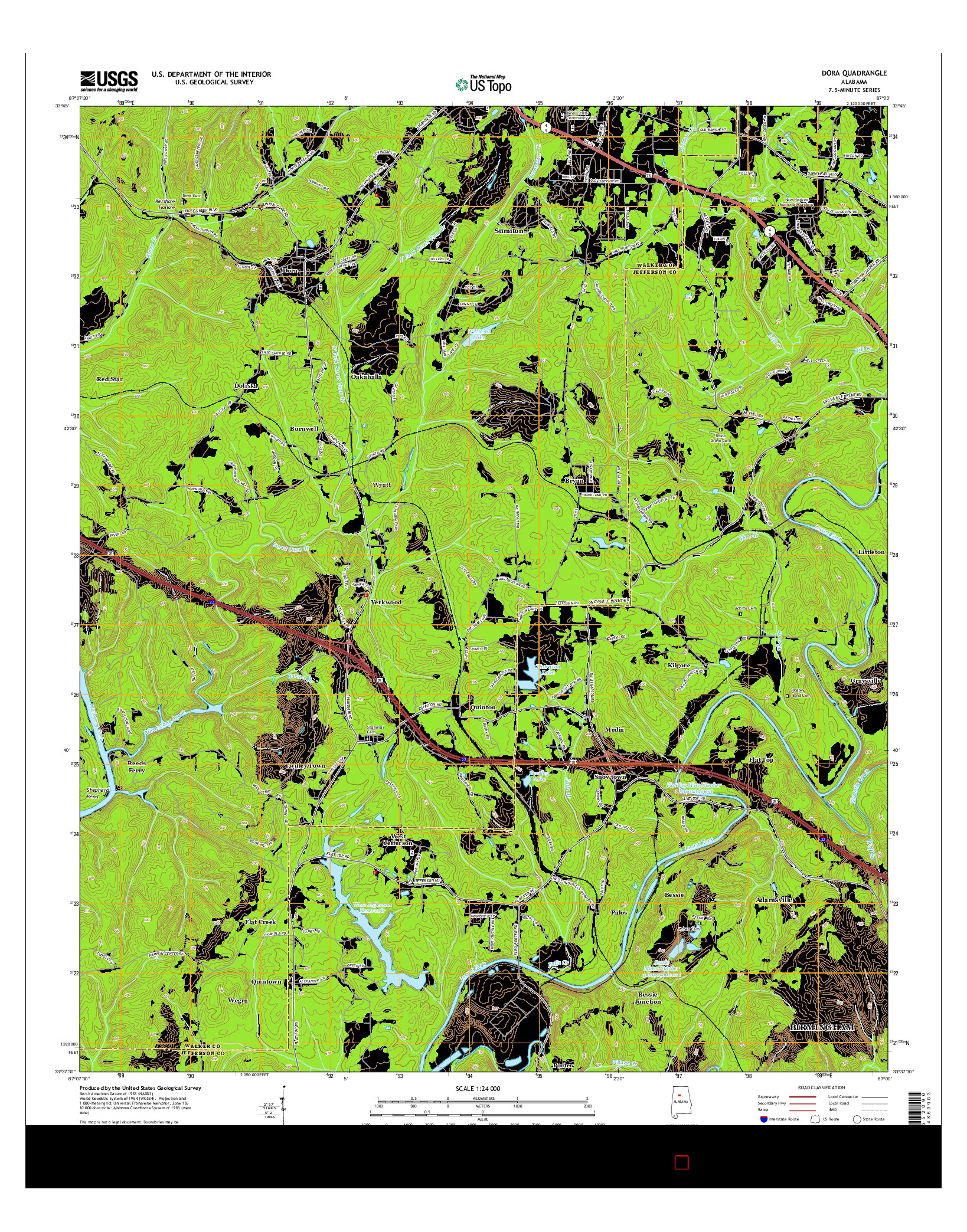 USGS US TOPO 7.5-MINUTE MAP FOR DORA, AL 2014