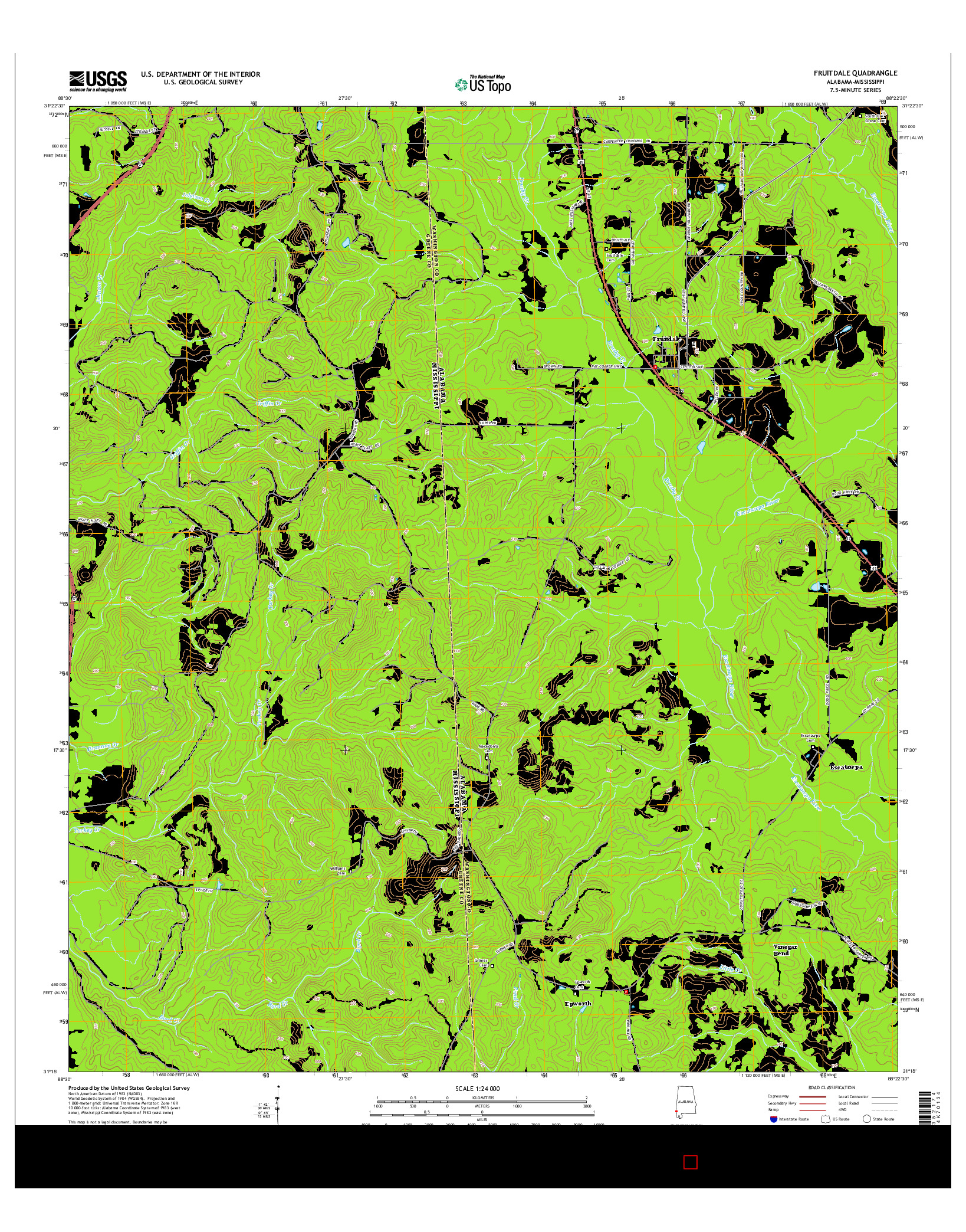 USGS US TOPO 7.5-MINUTE MAP FOR FRUITDALE, AL-MS 2014