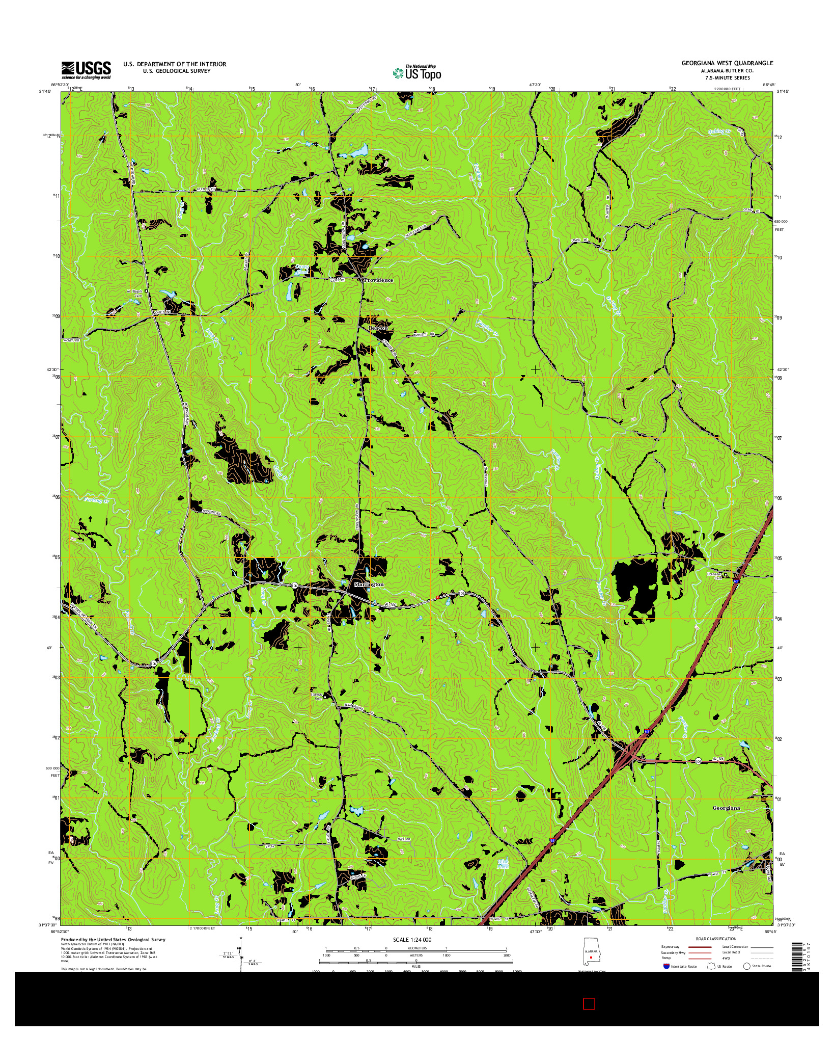 USGS US TOPO 7.5-MINUTE MAP FOR GEORGIANA WEST, AL 2014
