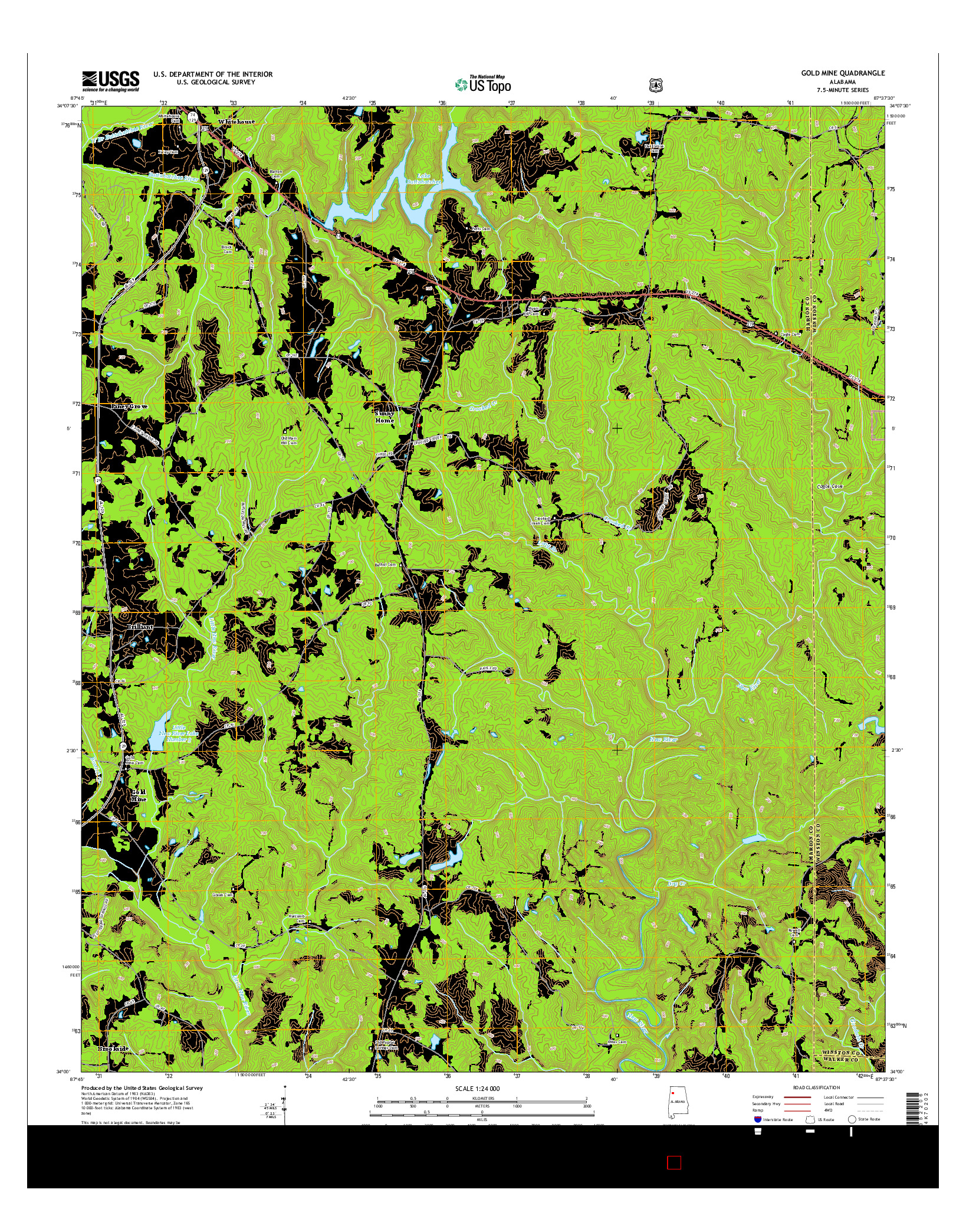 USGS US TOPO 7.5-MINUTE MAP FOR GOLD MINE, AL 2014