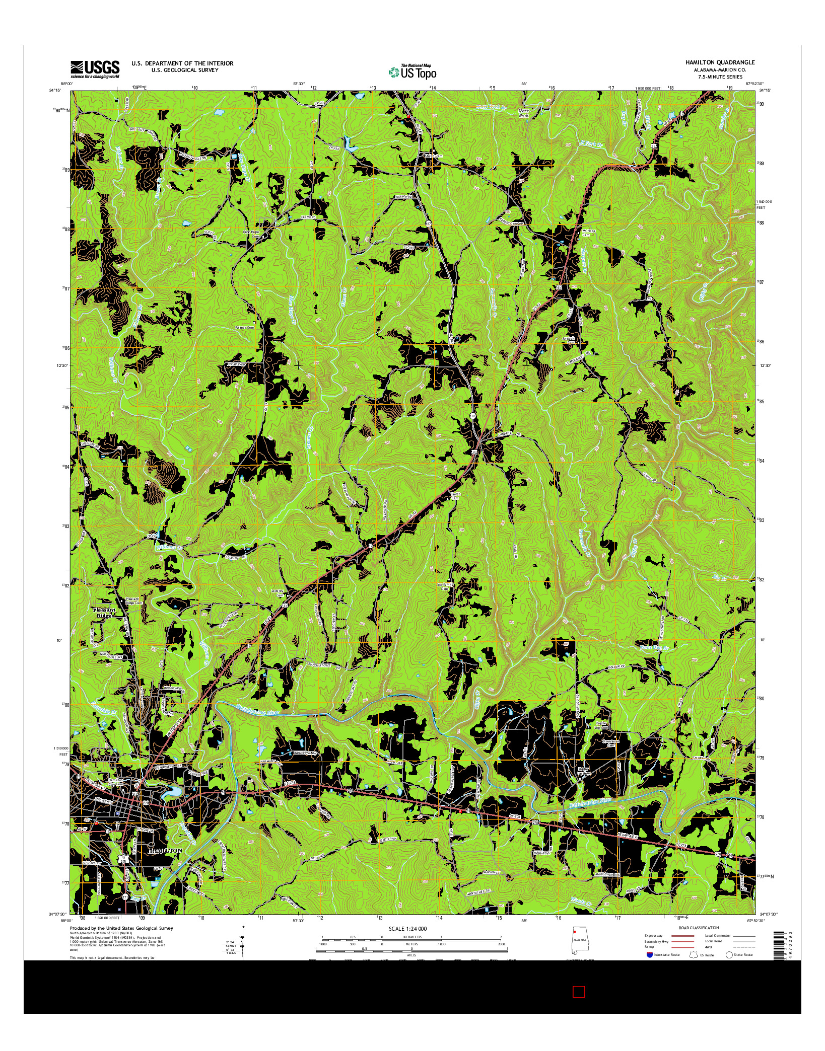 USGS US TOPO 7.5-MINUTE MAP FOR HAMILTON, AL 2014