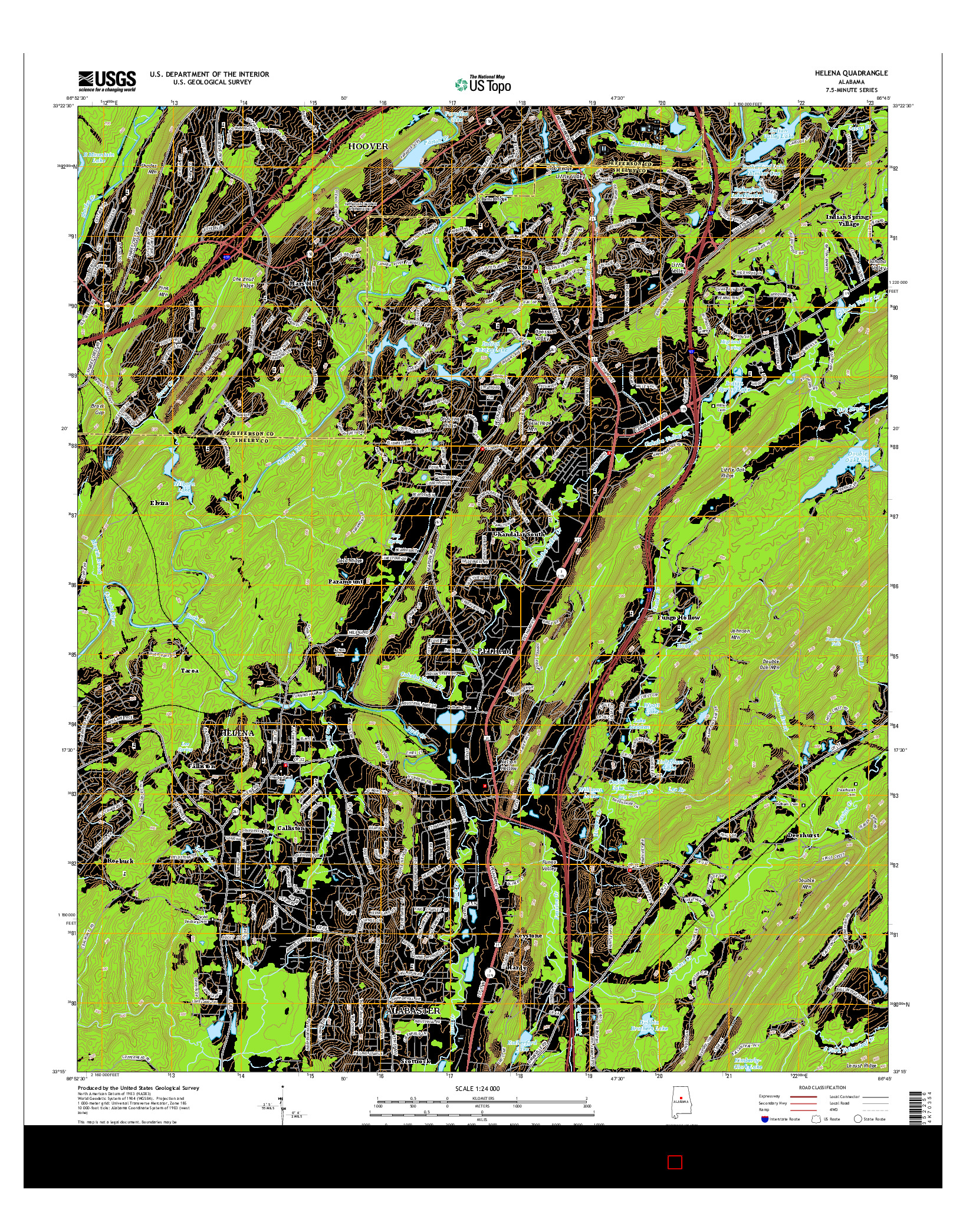 USGS US TOPO 7.5-MINUTE MAP FOR HELENA, AL 2014