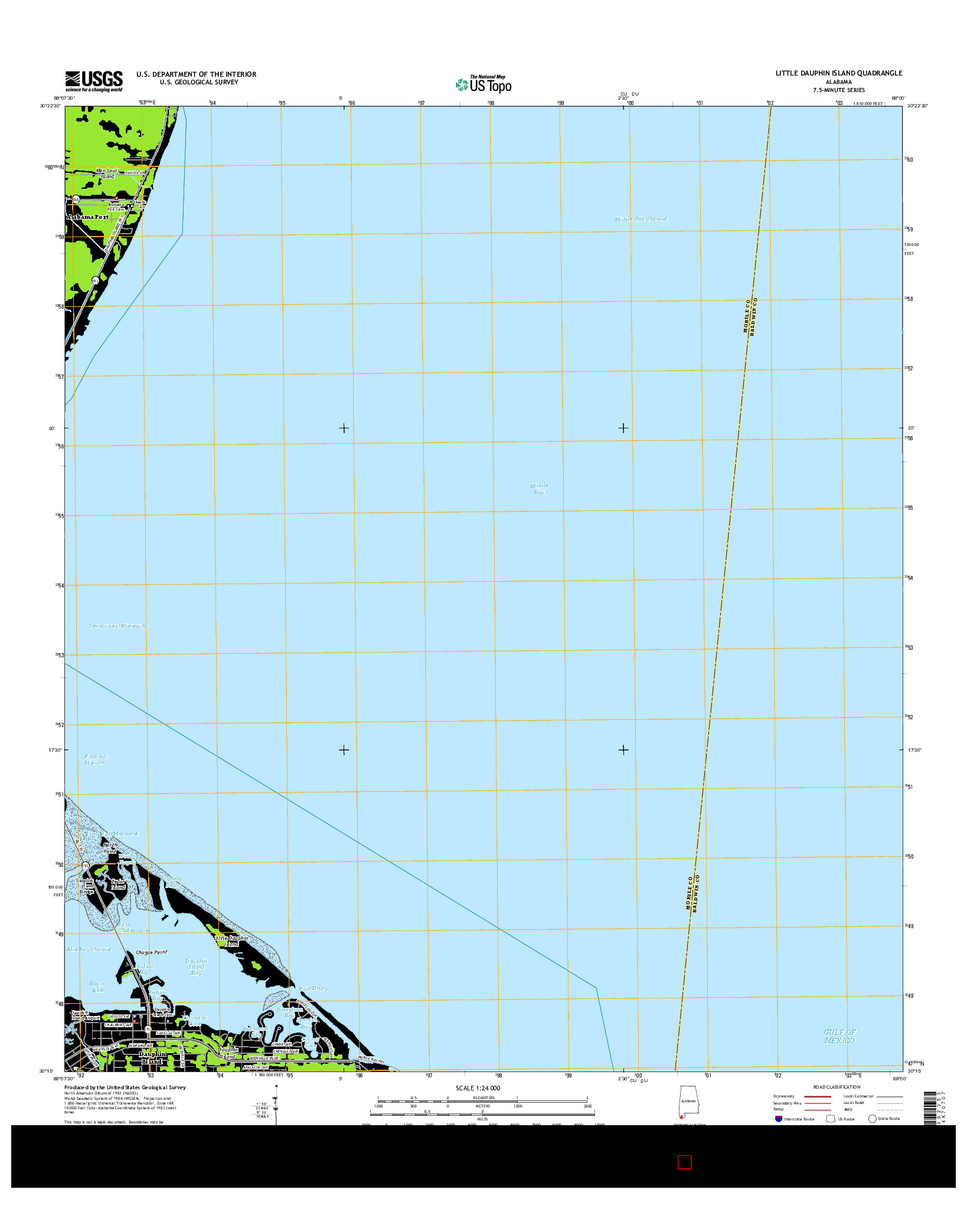 USGS US TOPO 7.5-MINUTE MAP FOR LITTLE DAUPHIN ISLAND, AL 2014