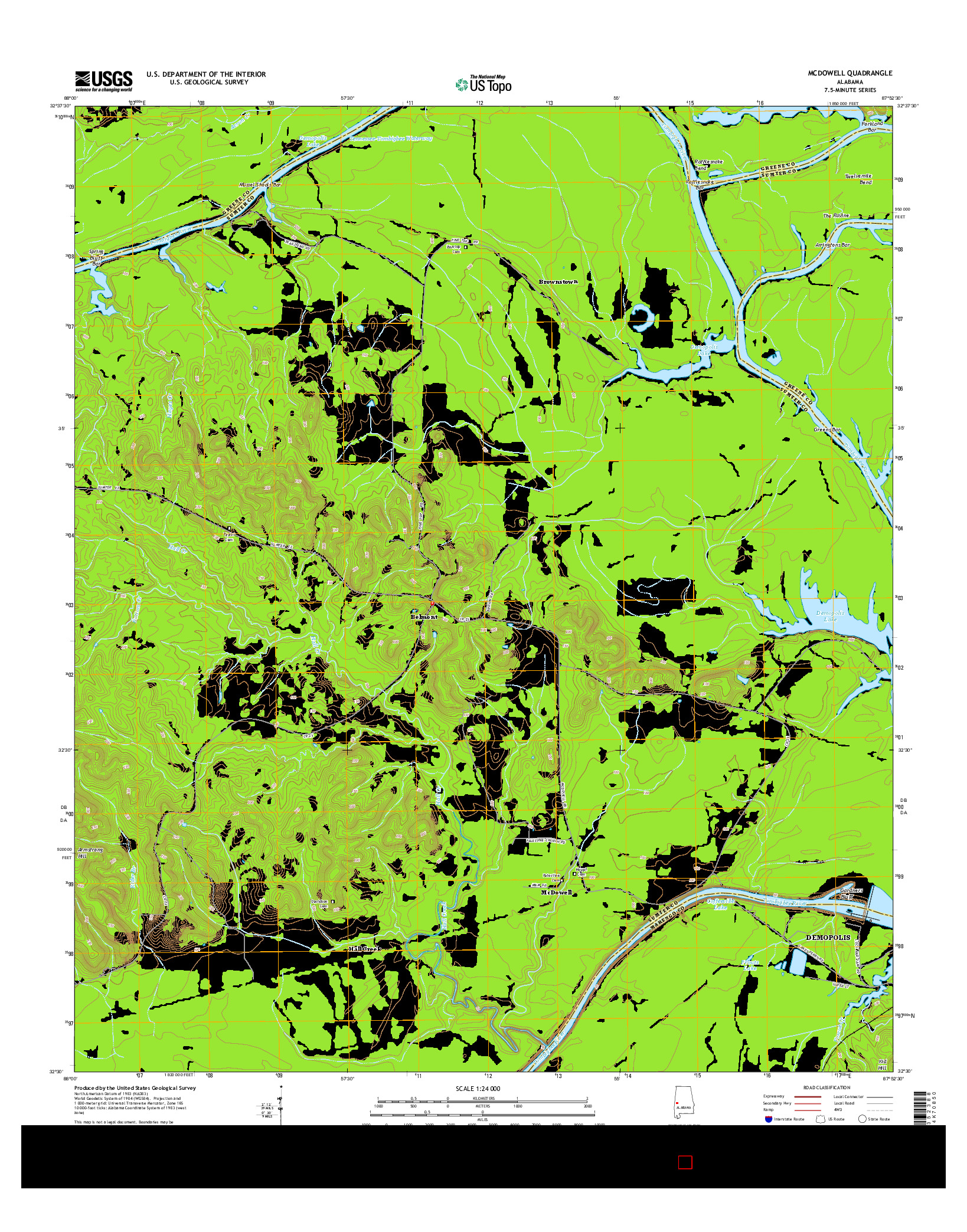 USGS US TOPO 7.5-MINUTE MAP FOR MCDOWELL, AL 2014