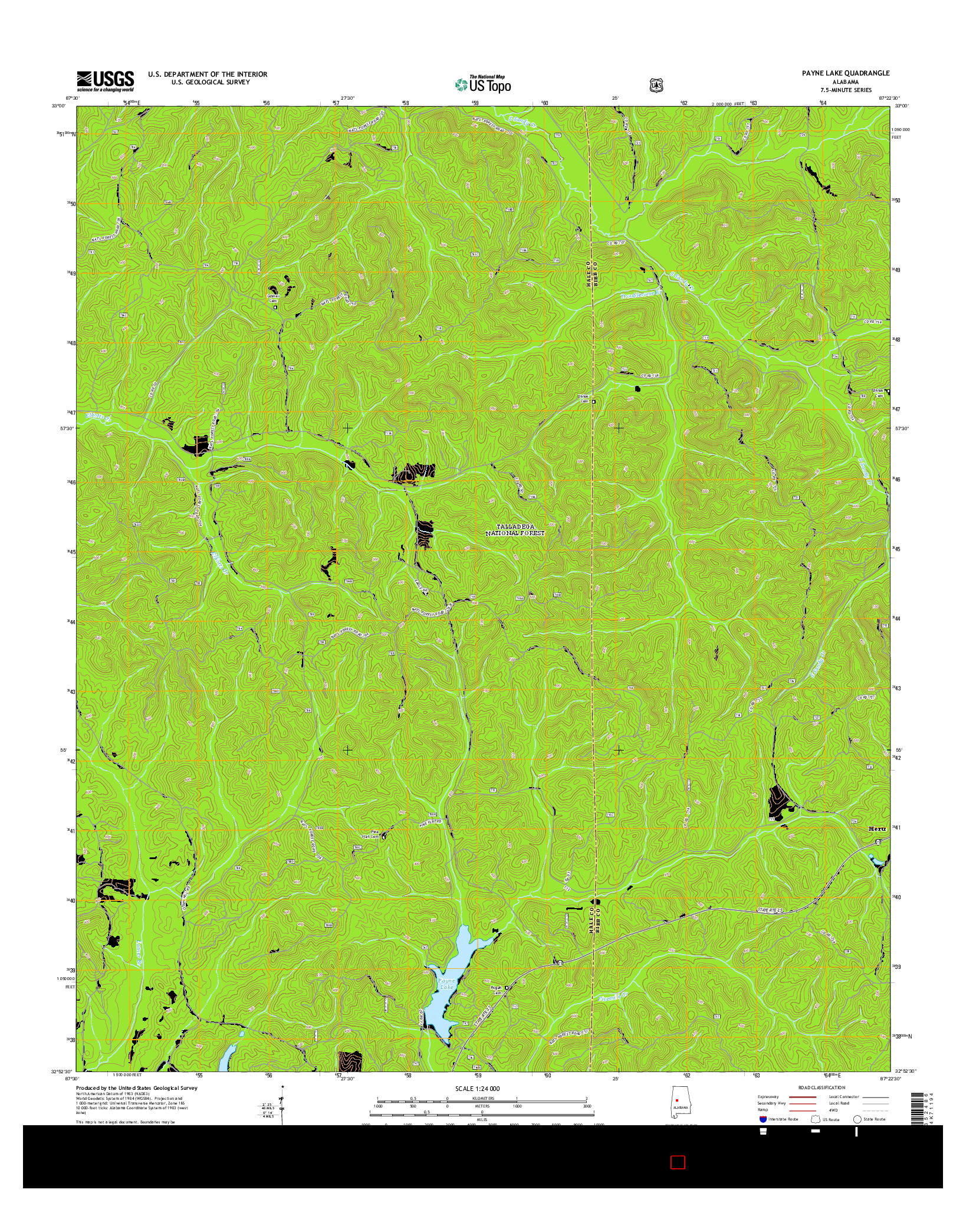 USGS US TOPO 7.5-MINUTE MAP FOR PAYNE LAKE, AL 2014