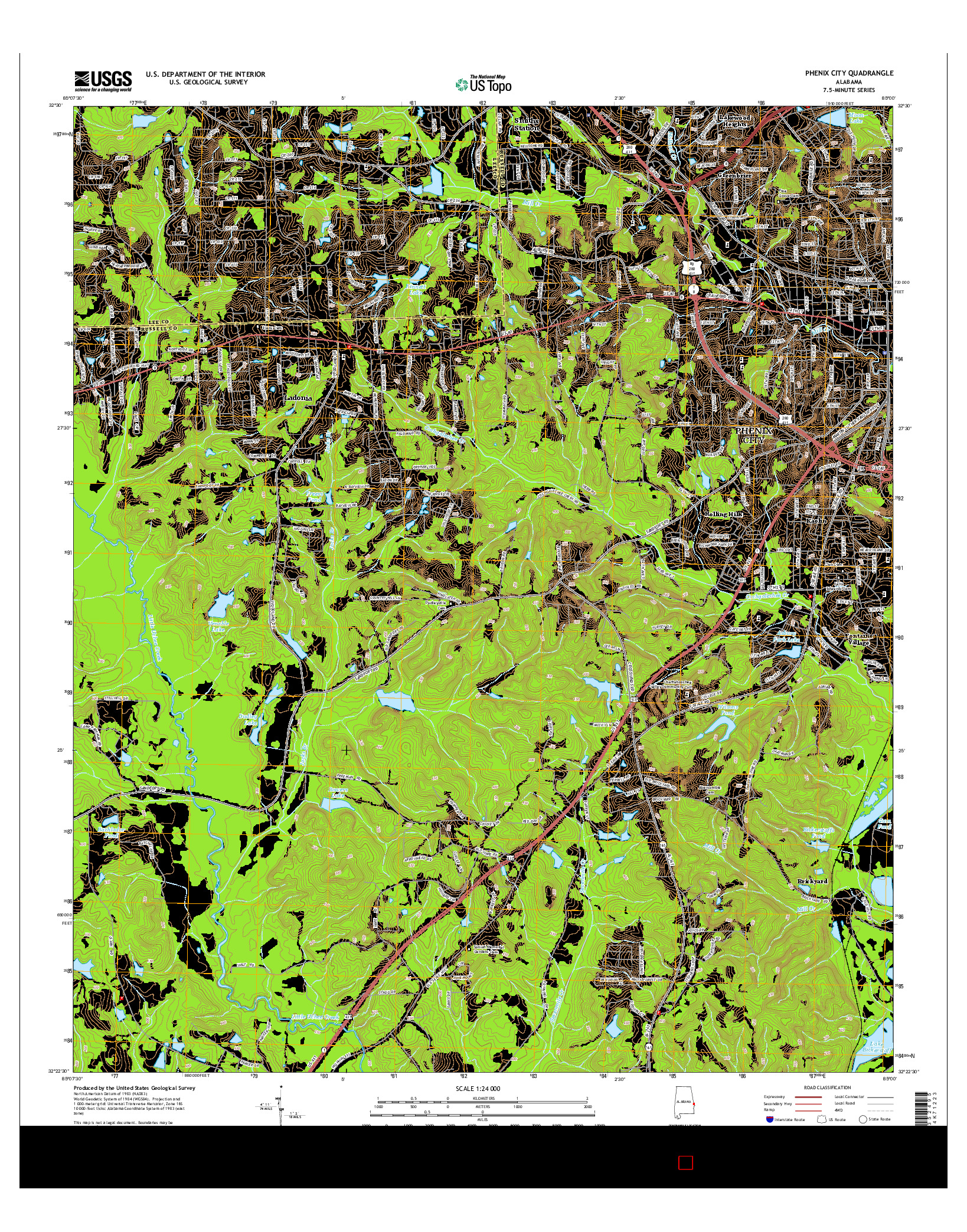 USGS US TOPO 7.5-MINUTE MAP FOR PHENIX CITY, AL 2014