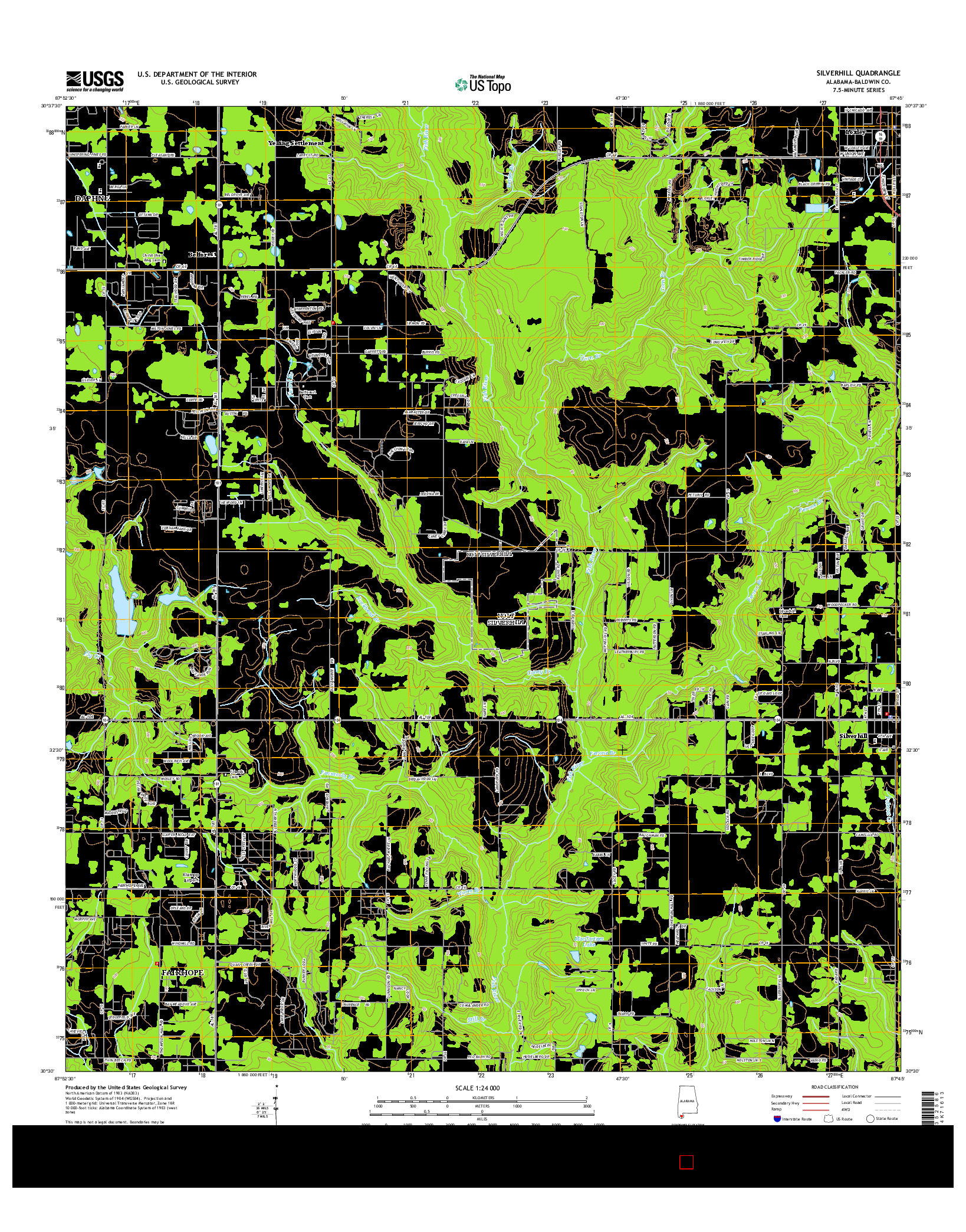 USGS US TOPO 7.5-MINUTE MAP FOR SILVERHILL, AL 2014