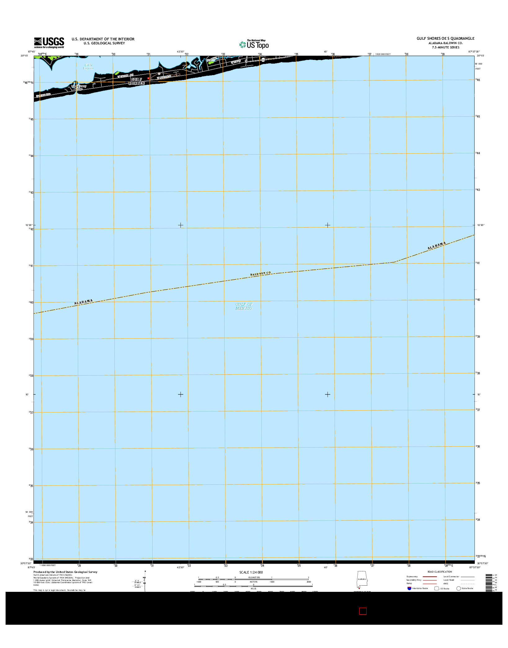 USGS US TOPO 7.5-MINUTE MAP FOR GULF SHORES OE S, AL 2014