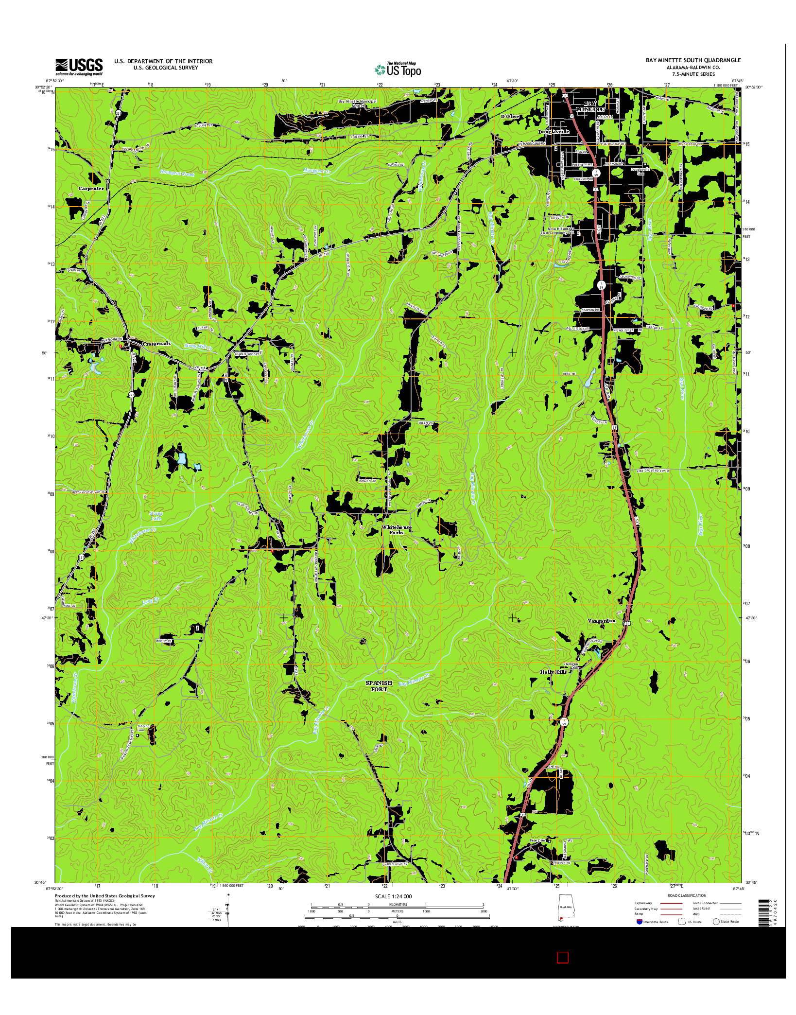 USGS US TOPO 7.5-MINUTE MAP FOR BAY MINETTE SOUTH, AL 2014