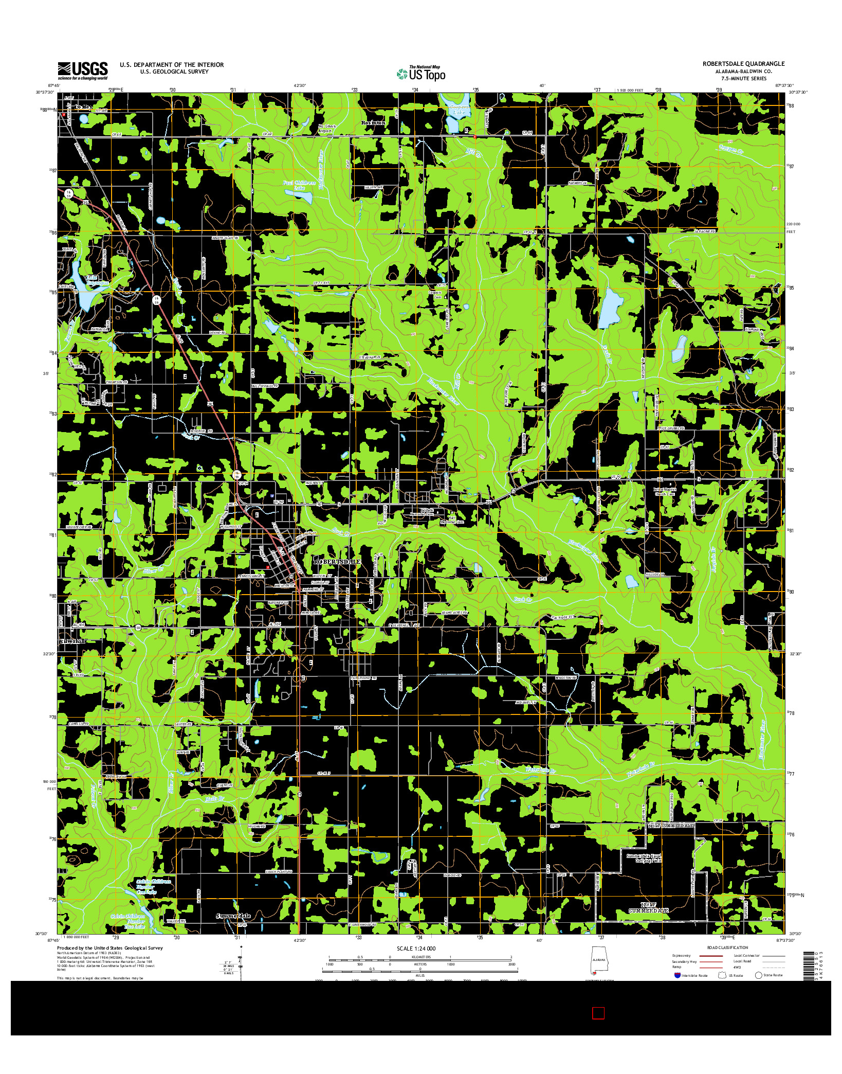 USGS US TOPO 7.5-MINUTE MAP FOR ROBERTSDALE, AL 2014