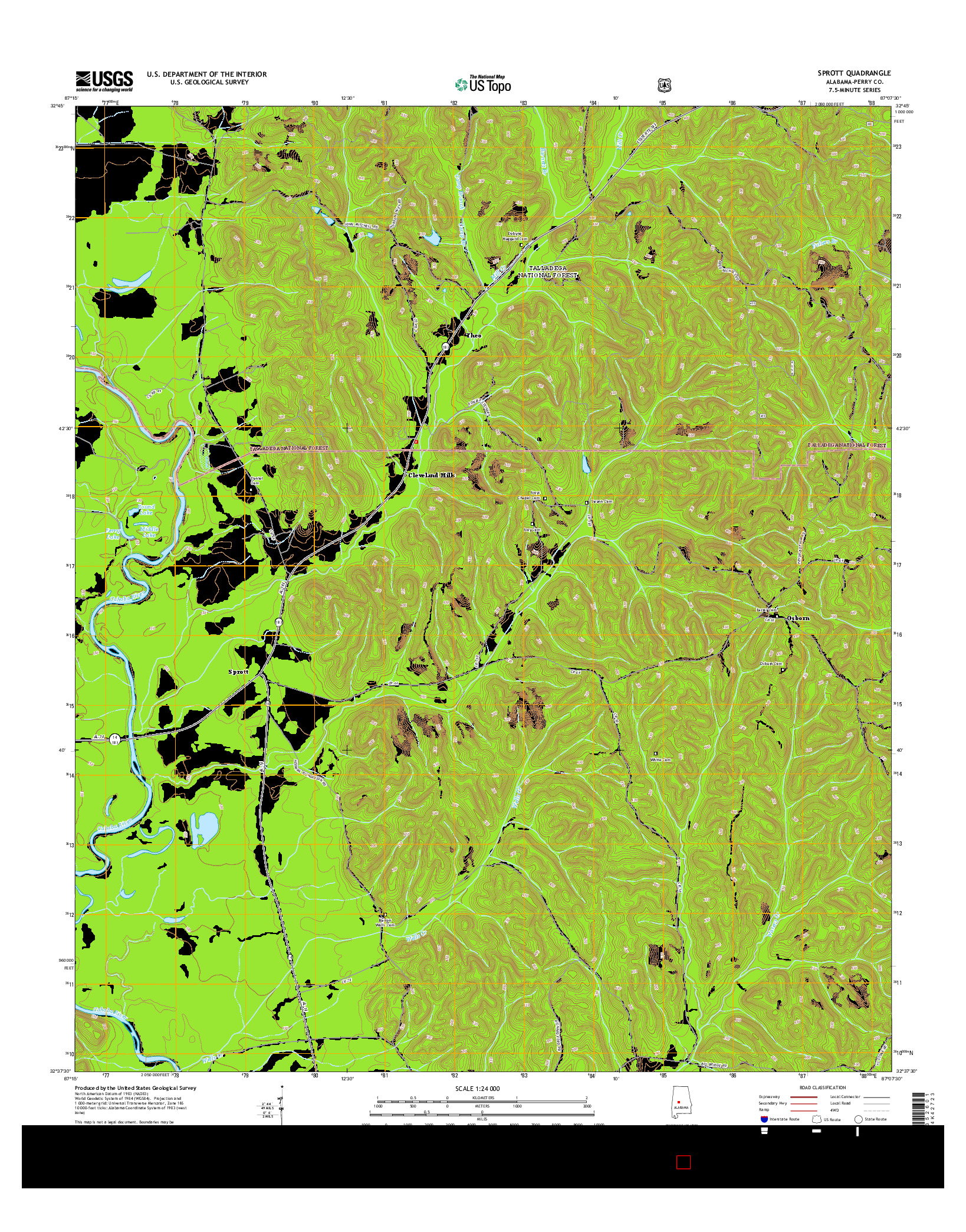 USGS US TOPO 7.5-MINUTE MAP FOR SPROTT, AL 2014