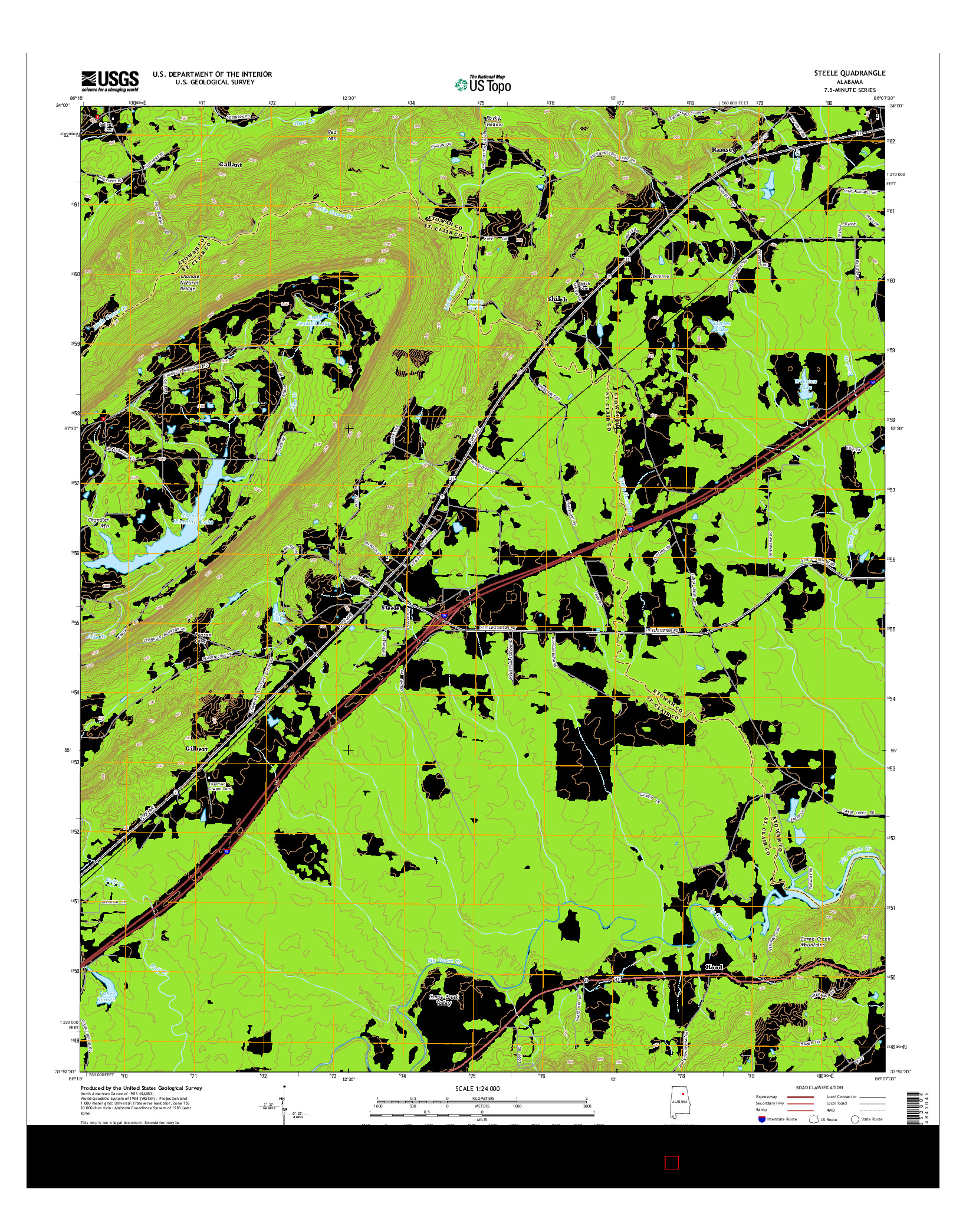 USGS US TOPO 7.5-MINUTE MAP FOR STEELE, AL 2014