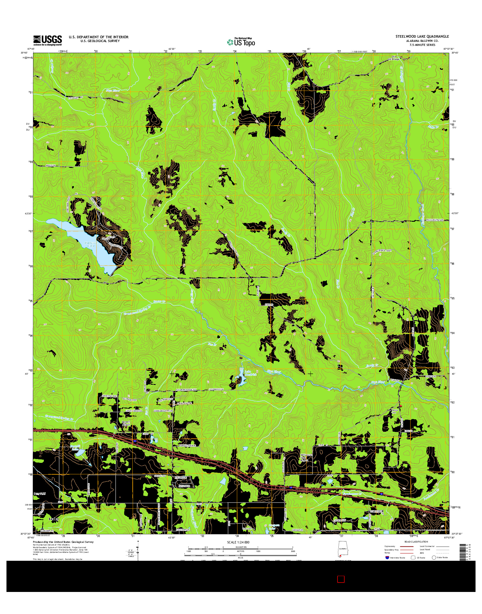 USGS US TOPO 7.5-MINUTE MAP FOR STEELWOOD LAKE, AL 2014