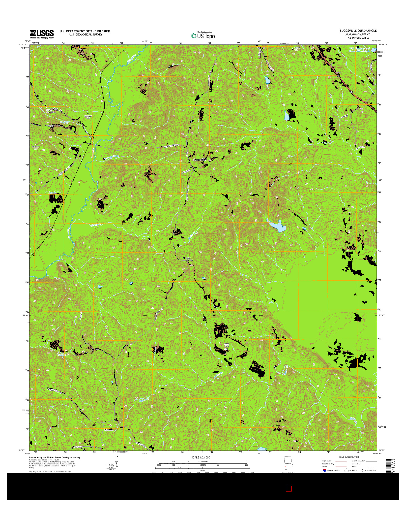 USGS US TOPO 7.5-MINUTE MAP FOR SUGGSVILLE, AL 2014