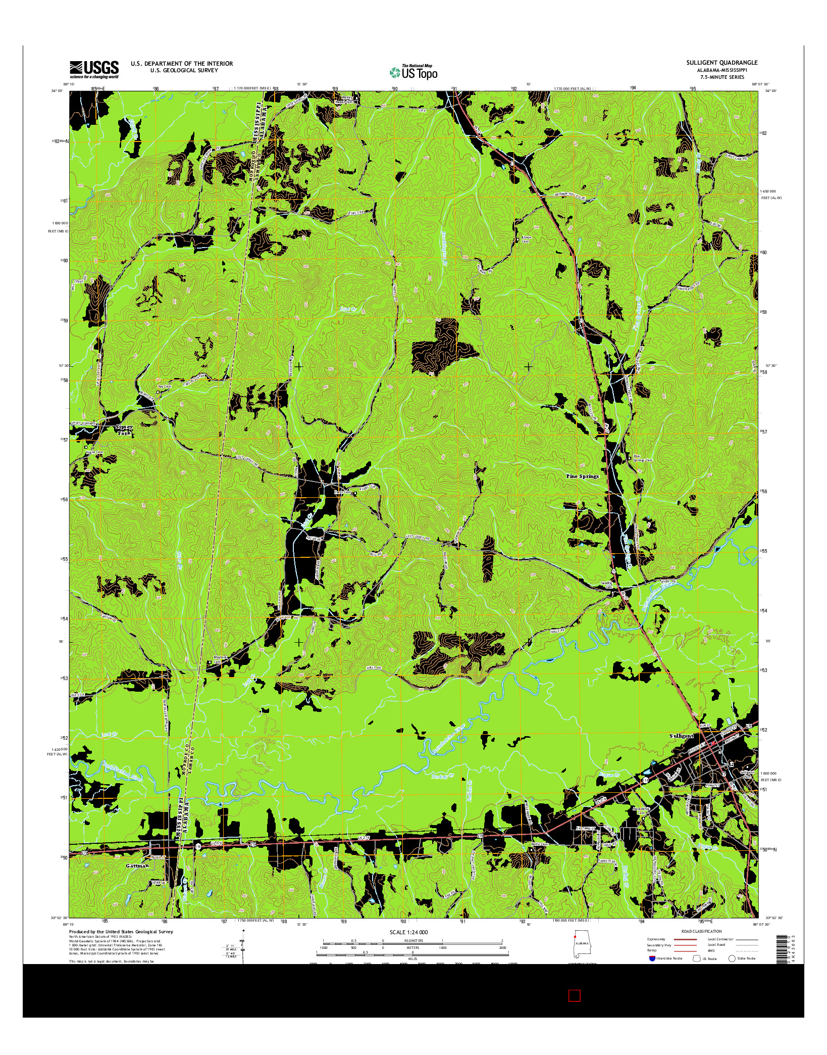 USGS US TOPO 7.5-MINUTE MAP FOR SULLIGENT, AL-MS 2014