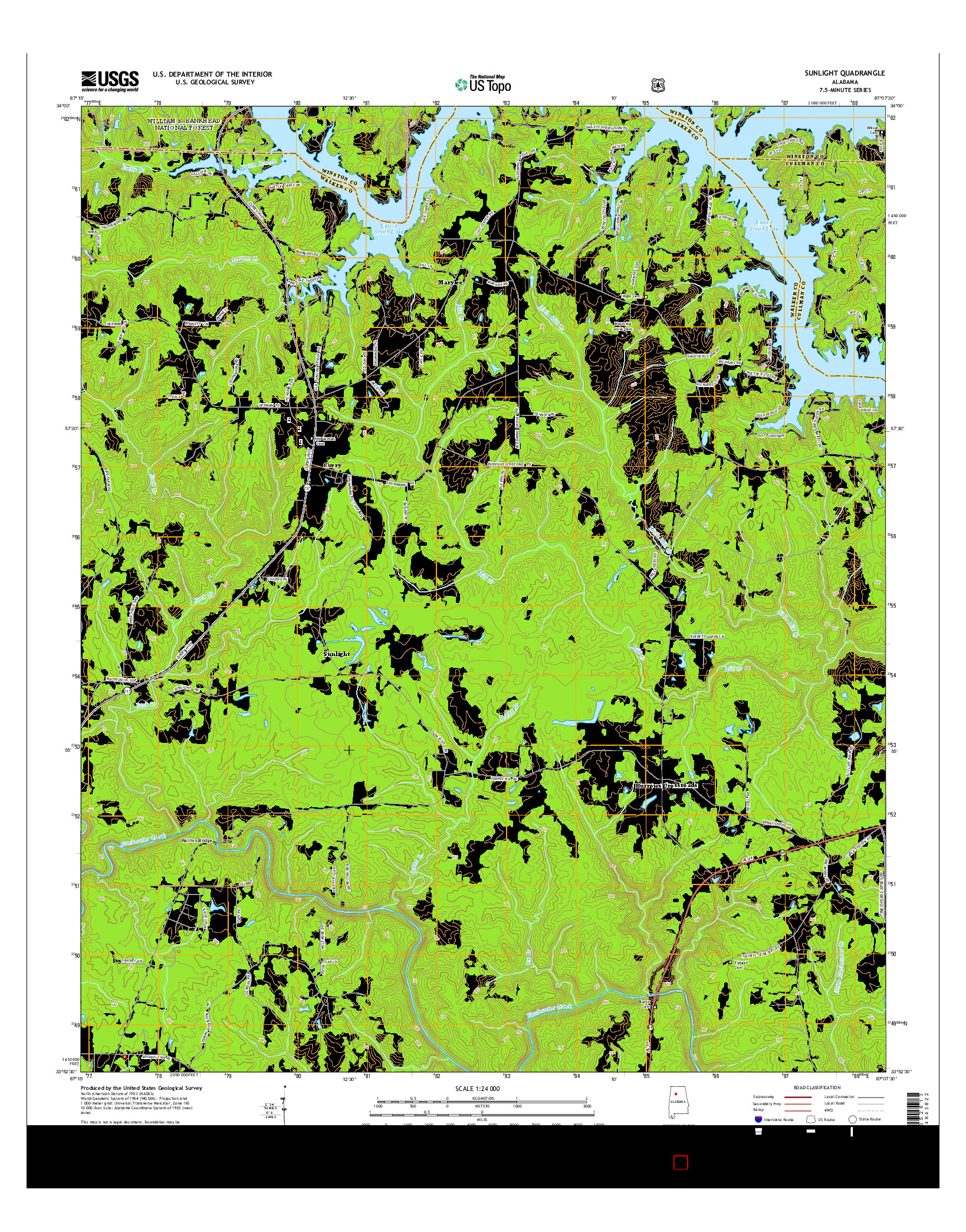 USGS US TOPO 7.5-MINUTE MAP FOR SUNLIGHT, AL 2014