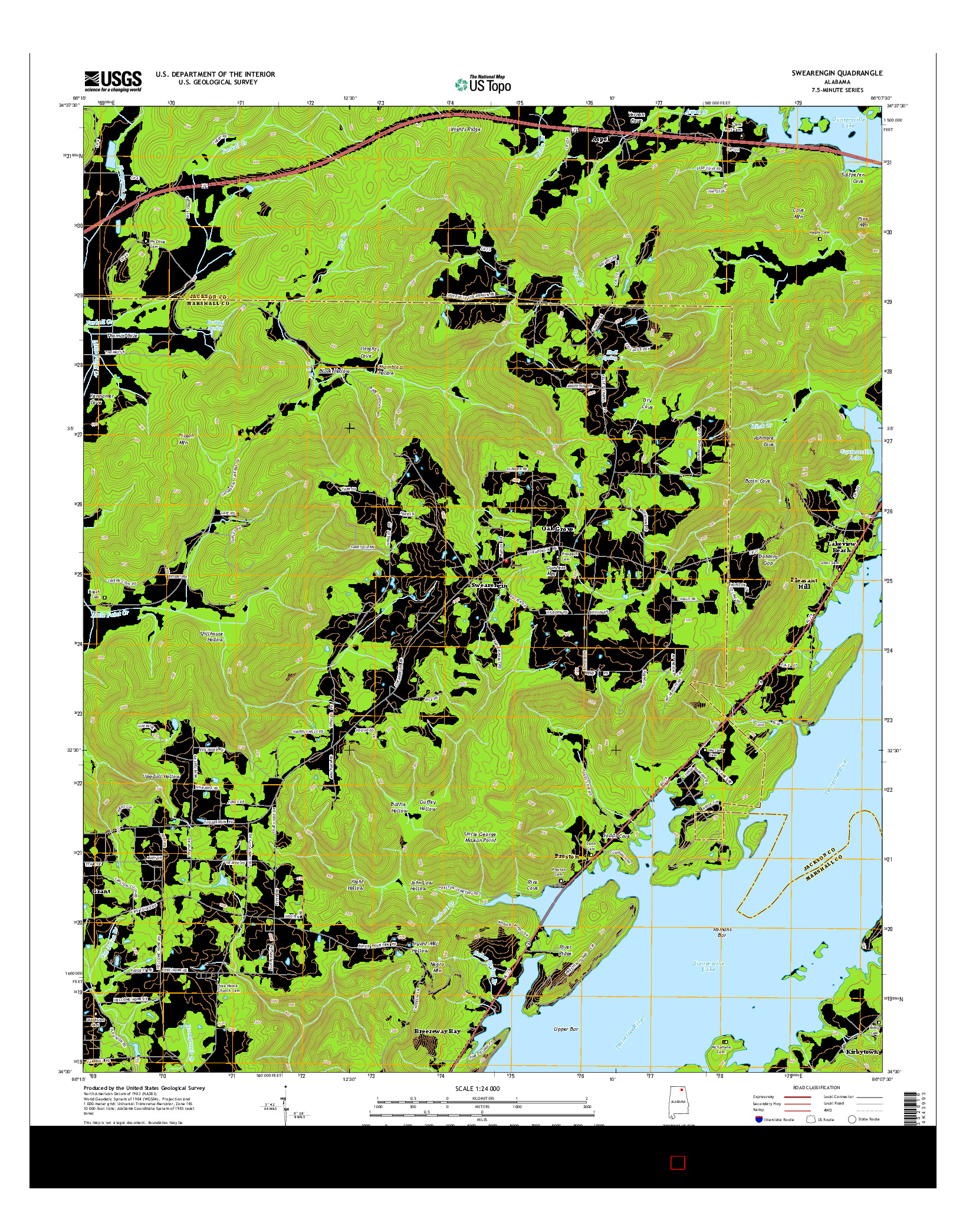 USGS US TOPO 7.5-MINUTE MAP FOR SWEARENGIN, AL 2014