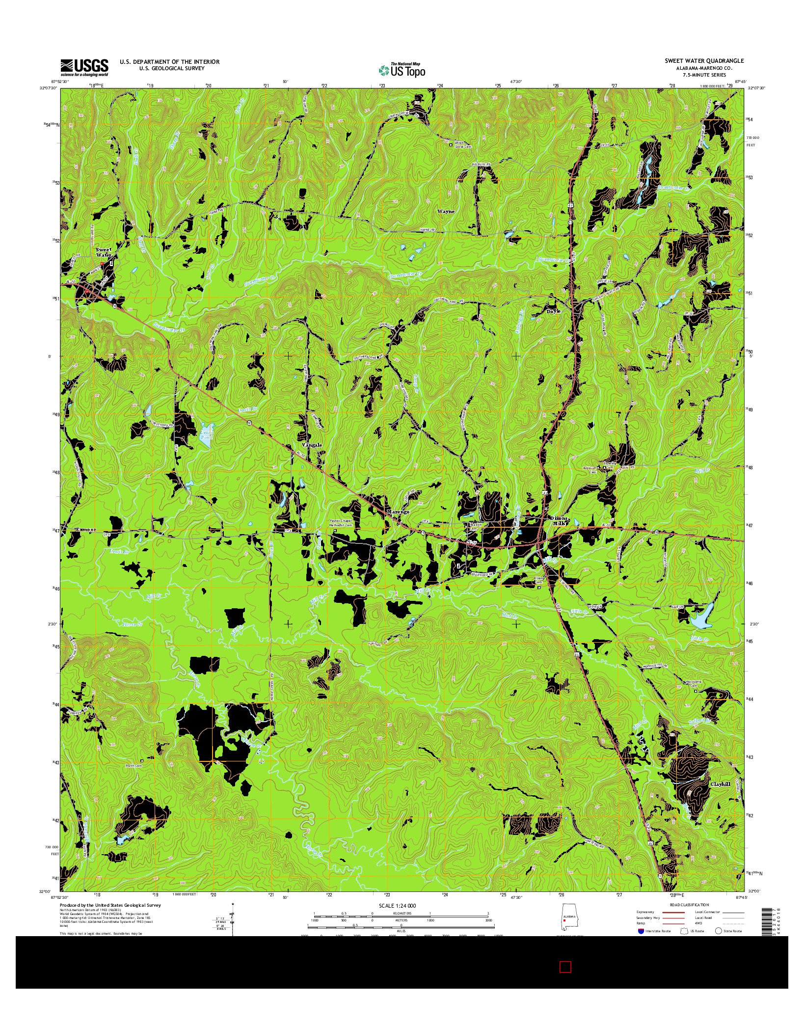 USGS US TOPO 7.5-MINUTE MAP FOR SWEET WATER, AL 2014