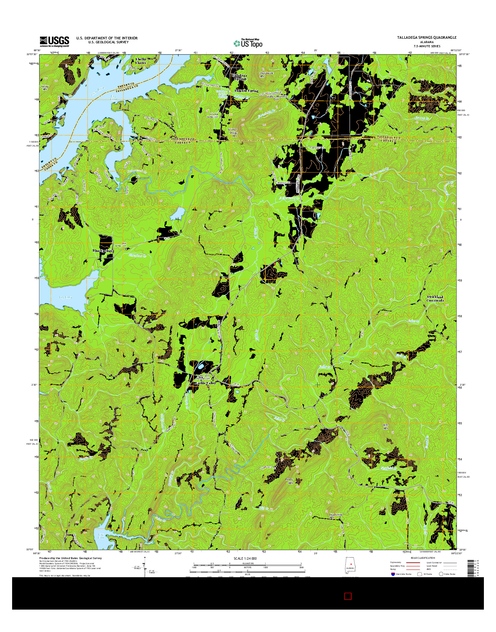 USGS US TOPO 7.5-MINUTE MAP FOR TALLADEGA SPRINGS, AL 2014
