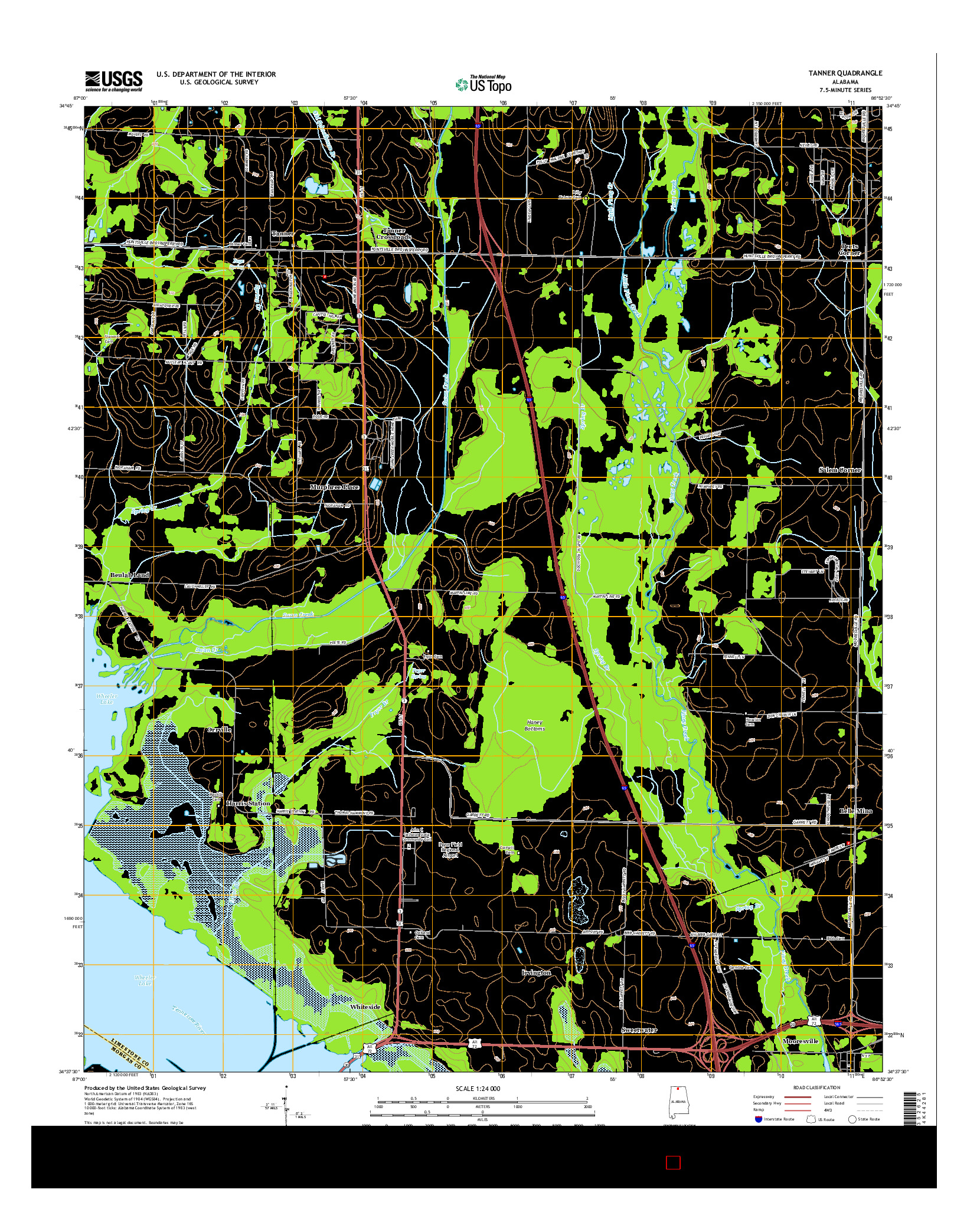 USGS US TOPO 7.5-MINUTE MAP FOR TANNER, AL 2014