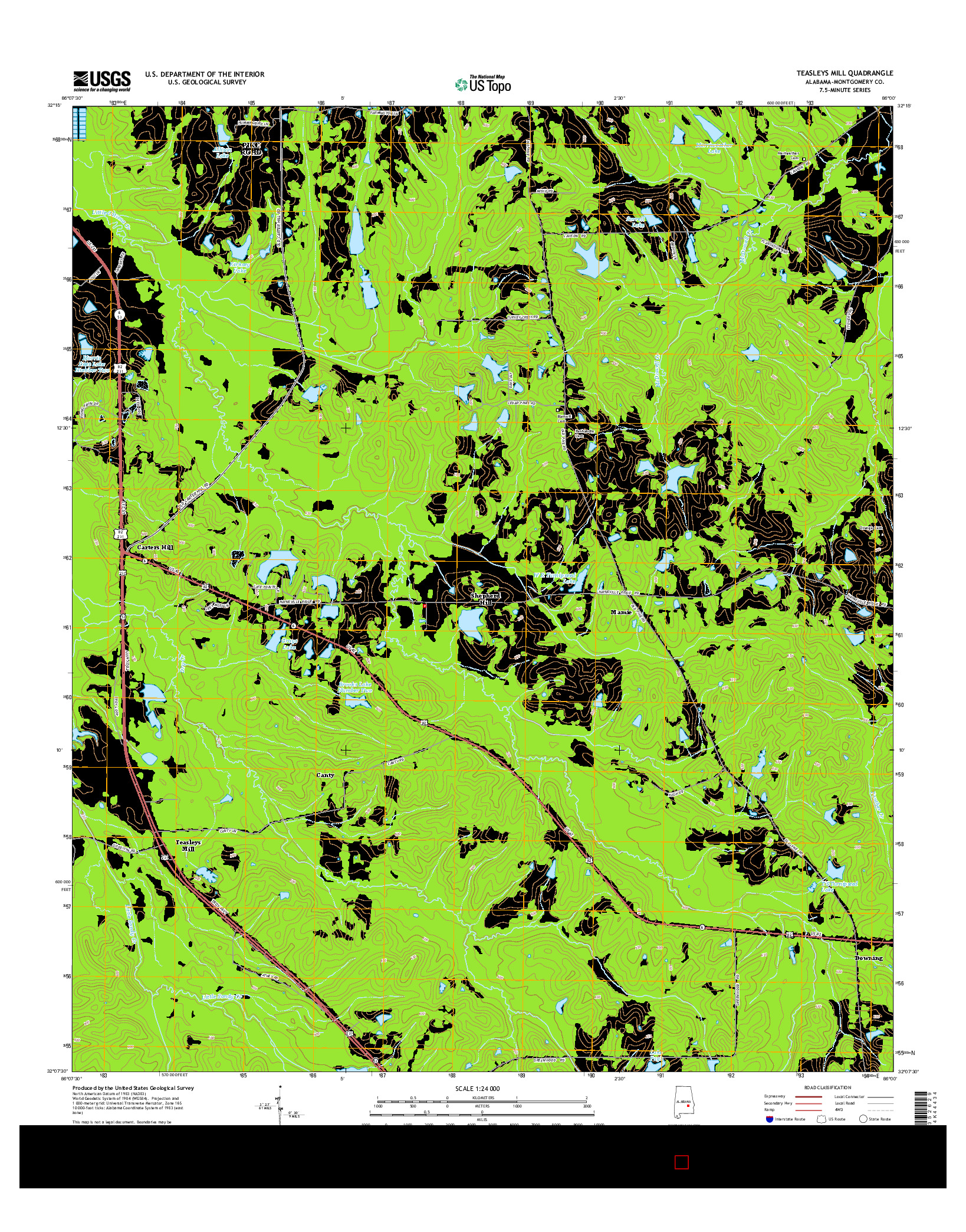 USGS US TOPO 7.5-MINUTE MAP FOR TEASLEYS MILL, AL 2014